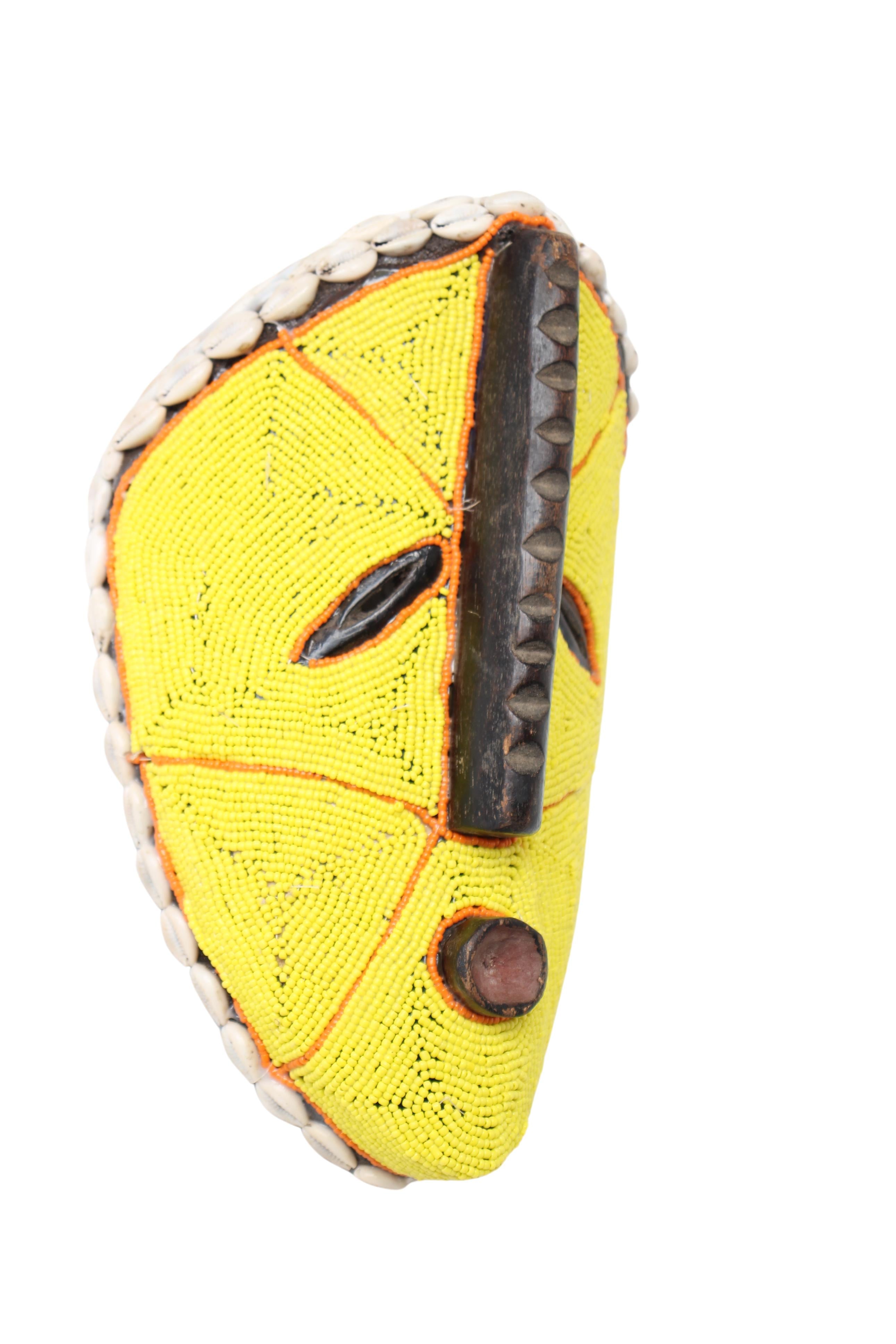 Fang Tribe Beaded Mask ~10.2" Tall (New 2024) - West African Artifacts