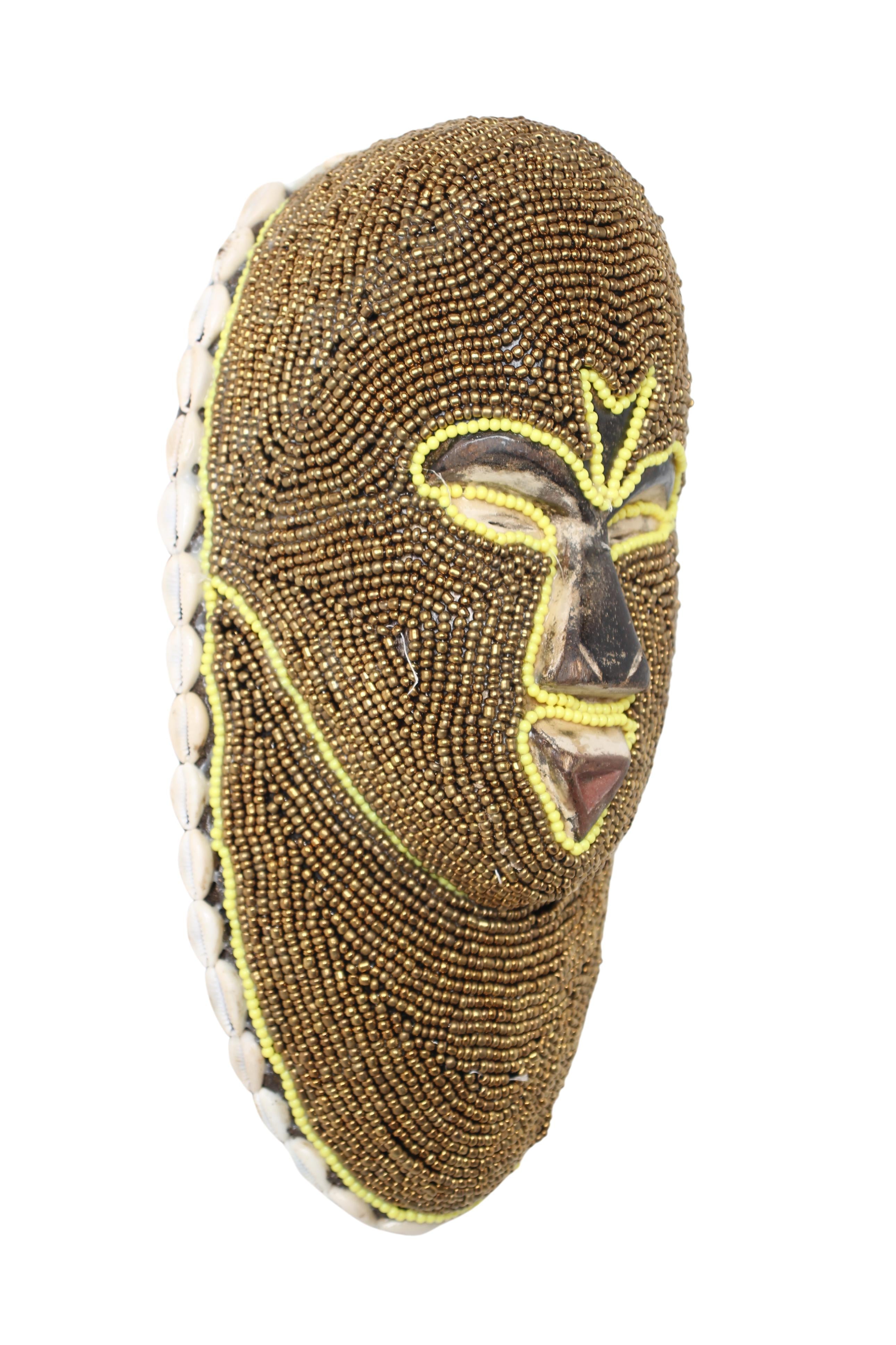 Fang Tribe Beaded Mask ~11.4" Tall (New 2024) - West African Artifacts