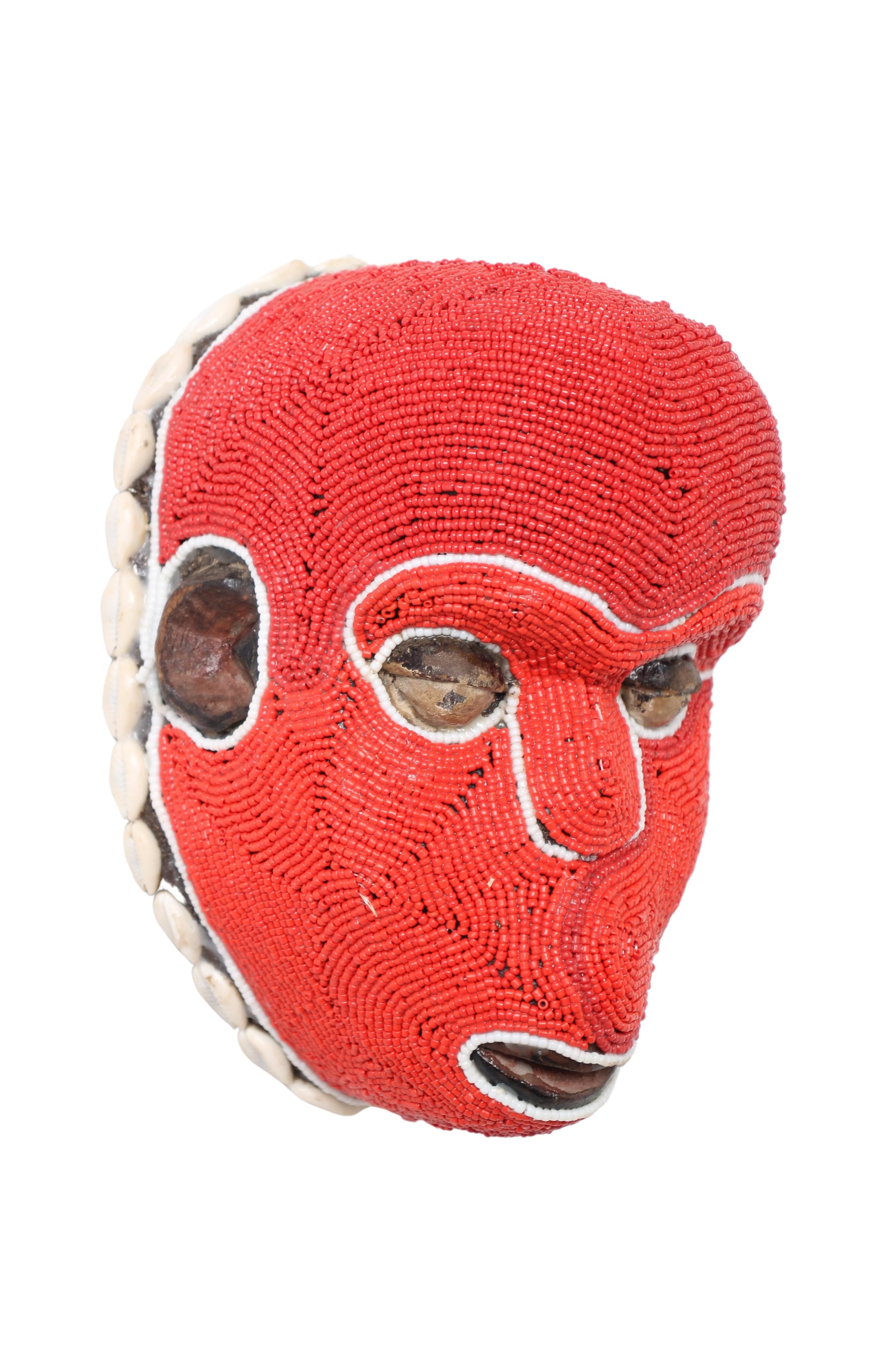 Baule Tribe Beaded Mask ~7.9" Tall (New 2024) - West African Artifacts