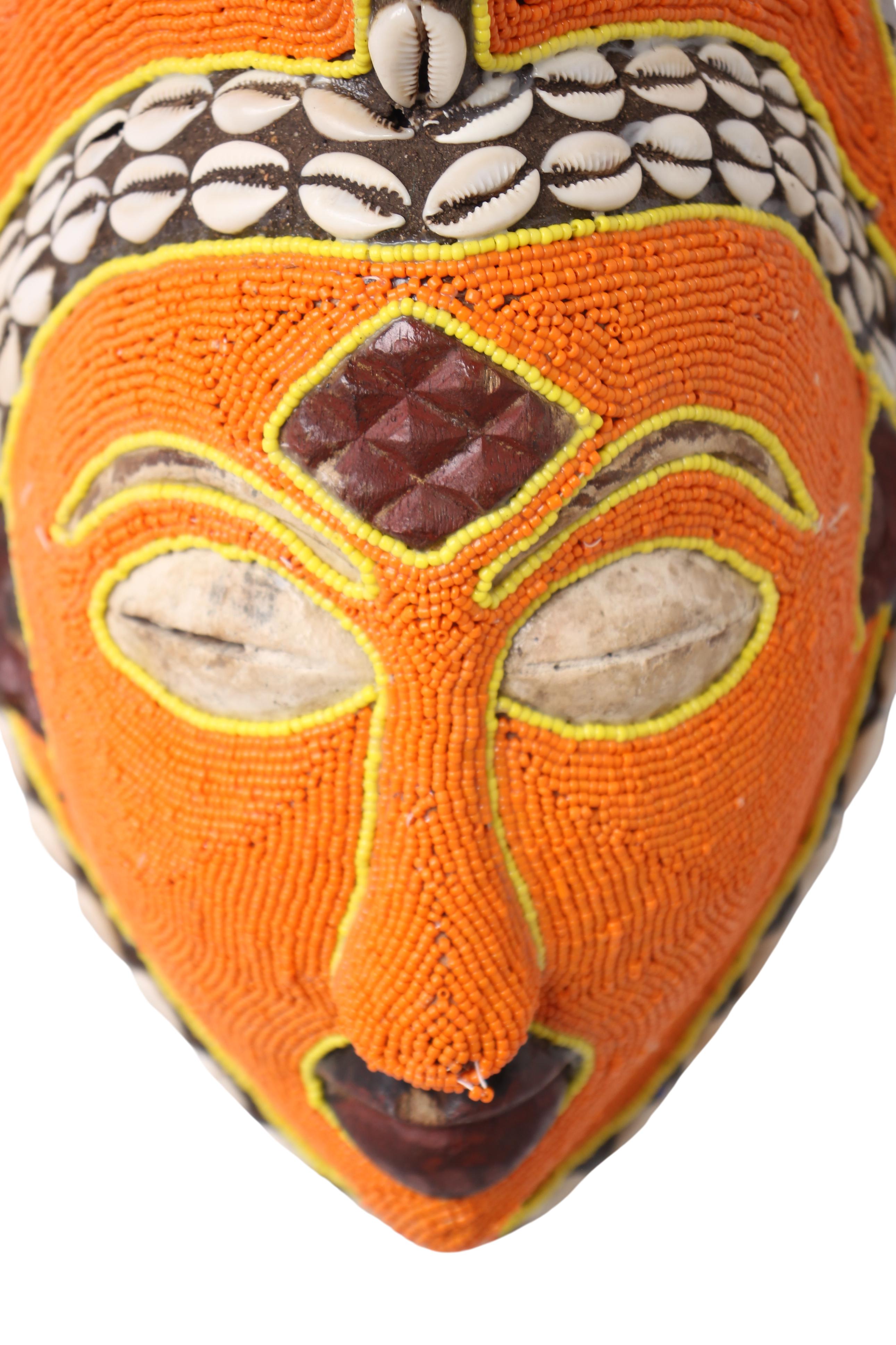 Punu Tribe Beaded Mask ~13.8" Tall (New 2024)