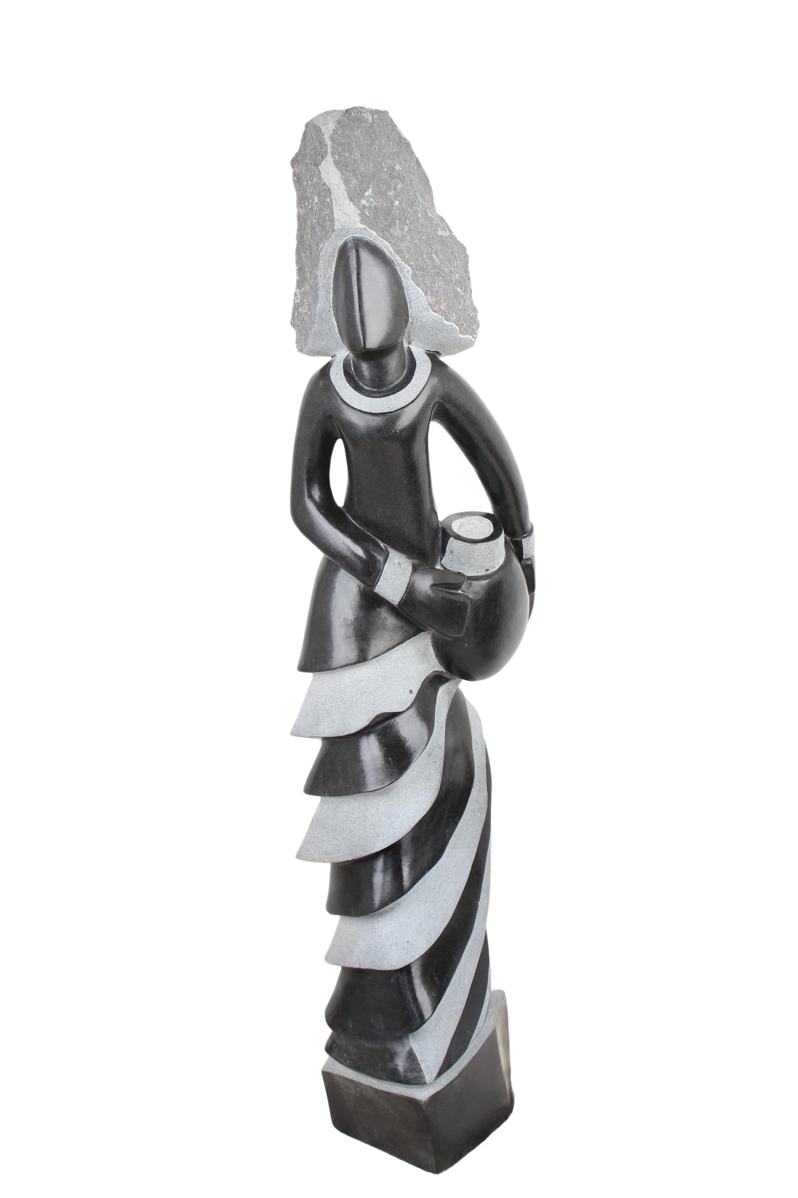 Shona Tribe Springstone Angel Sculpture ~44.5" Tall (New 2024) - Shona Stone