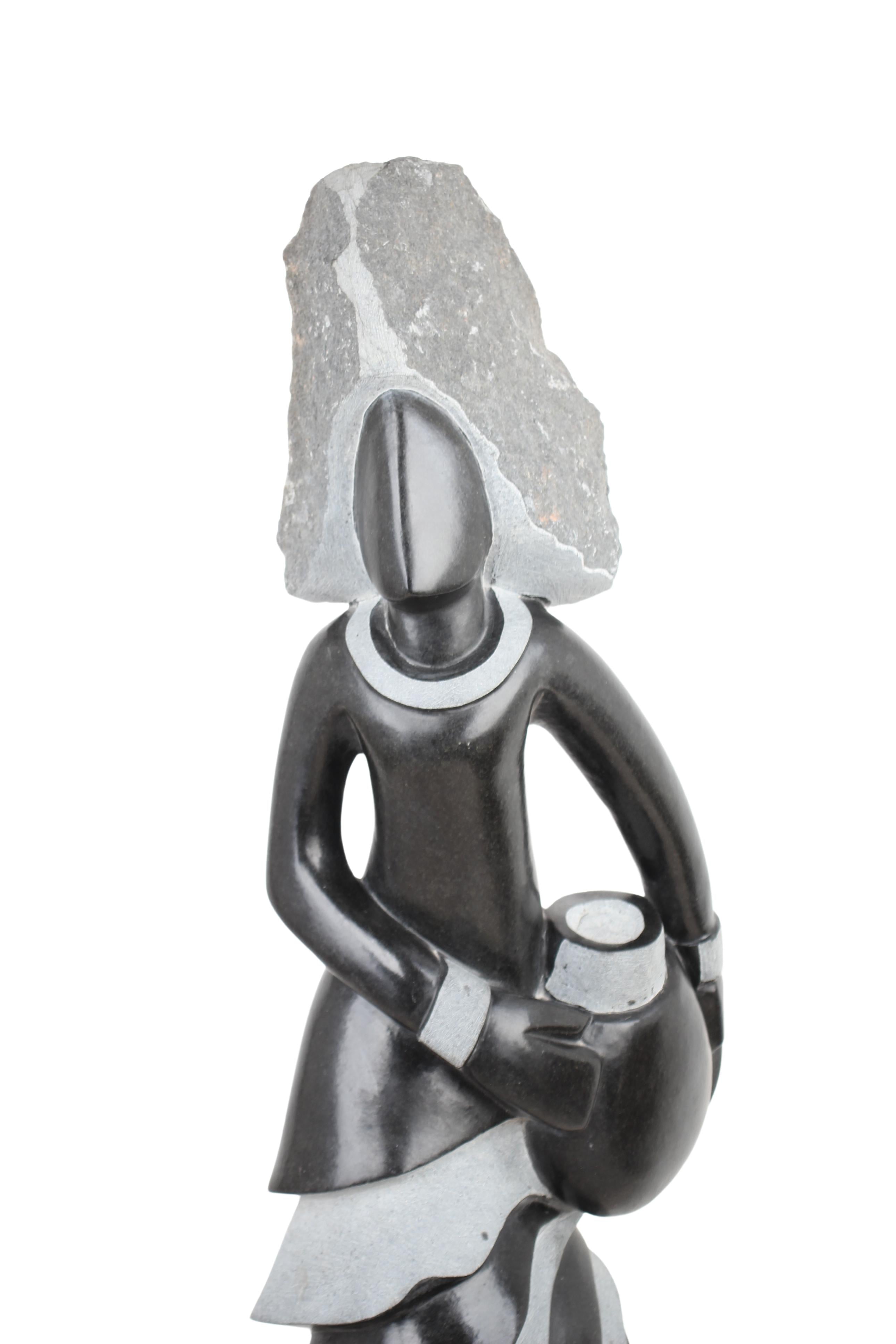 Shona Tribe Springstone Angel Sculpture ~44.5" Tall (New 2024) - Shona Stone