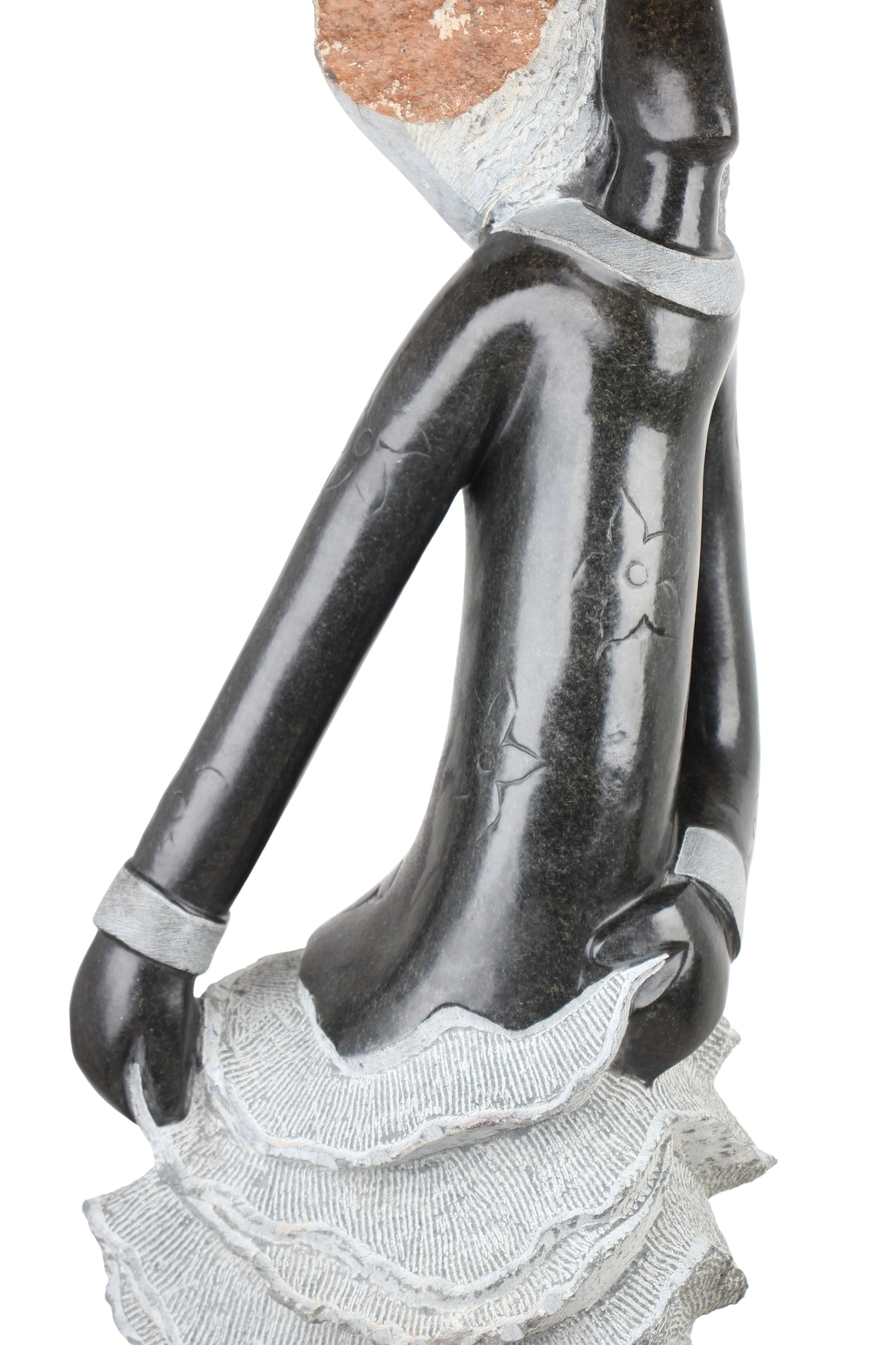 Shona Tribe Springstone Angel Sculpture ~56.3" Tall (New 2024) - Shona Stone