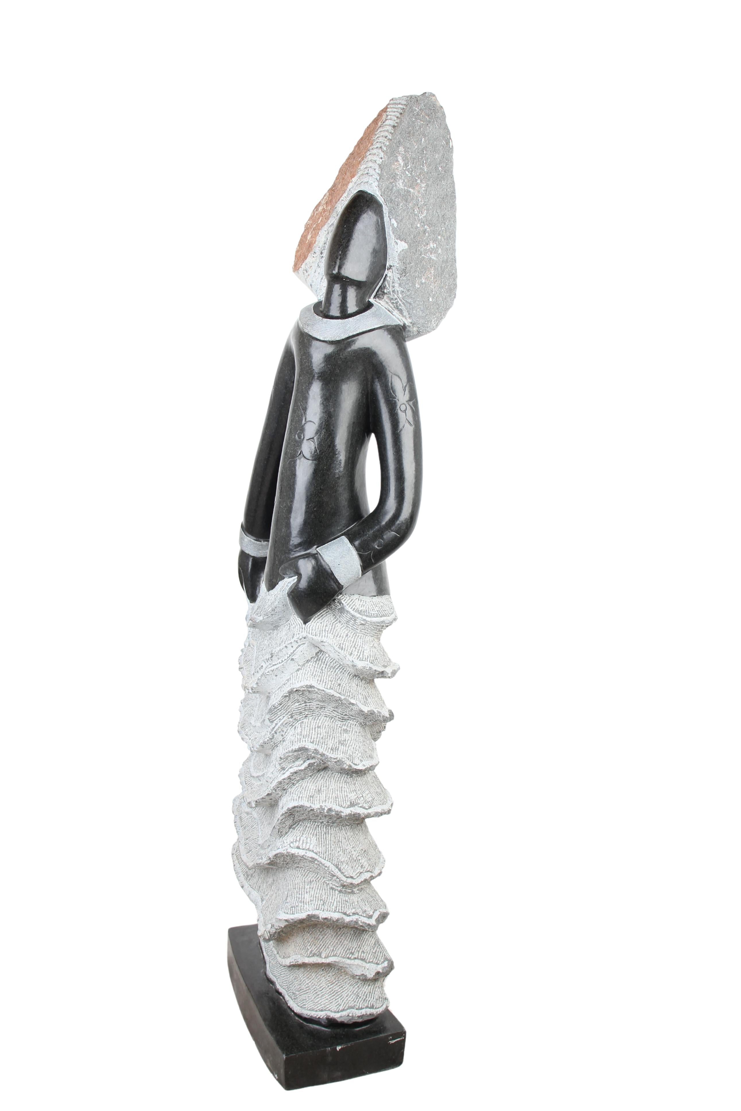 Shona Tribe Springstone Angel Sculpture ~56.3" Tall (New 2024) - Shona Stone