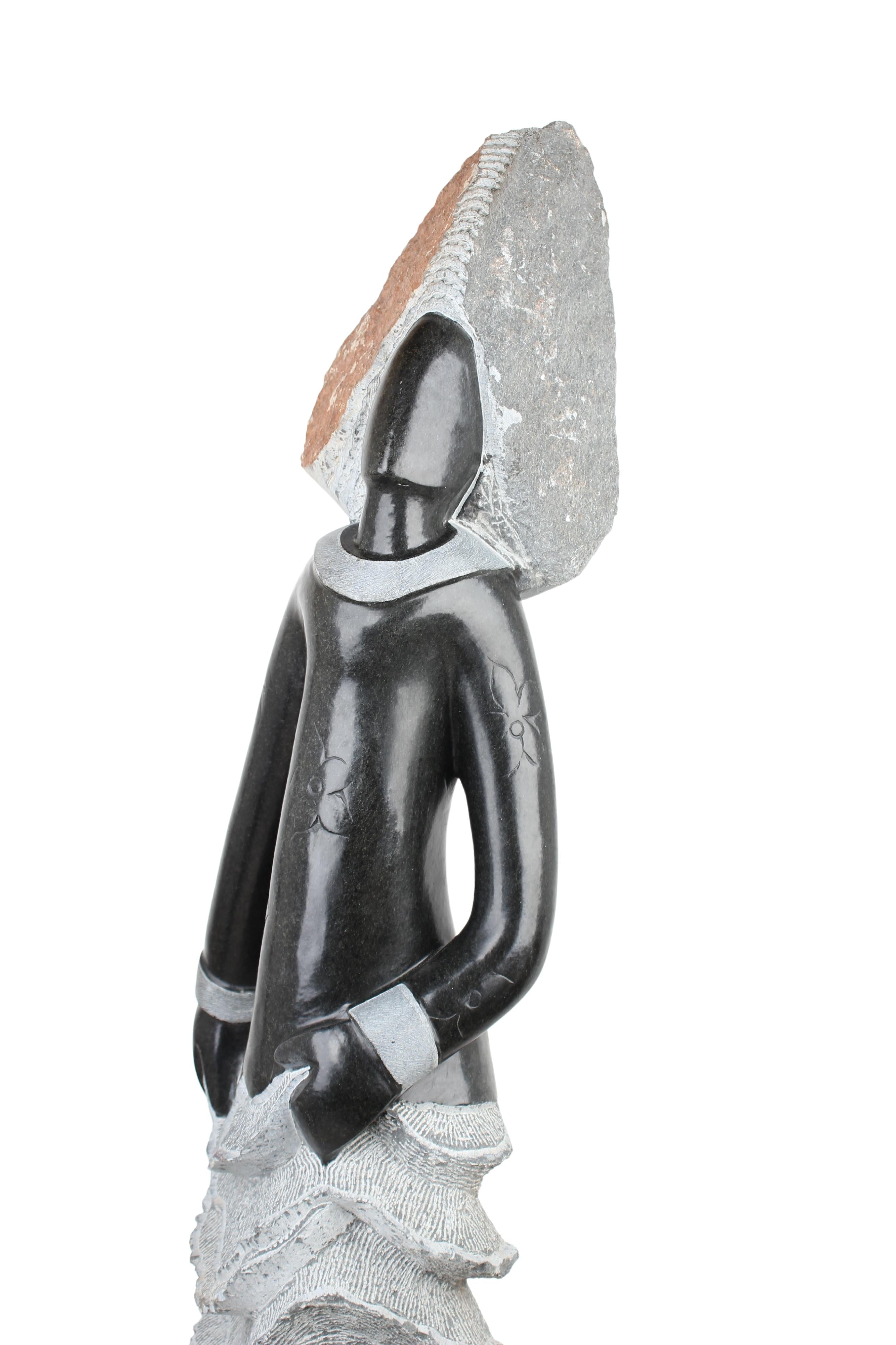 Shona Tribe Springstone Angel Sculpture ~56.3" Tall (New 2024) - Shona Stone