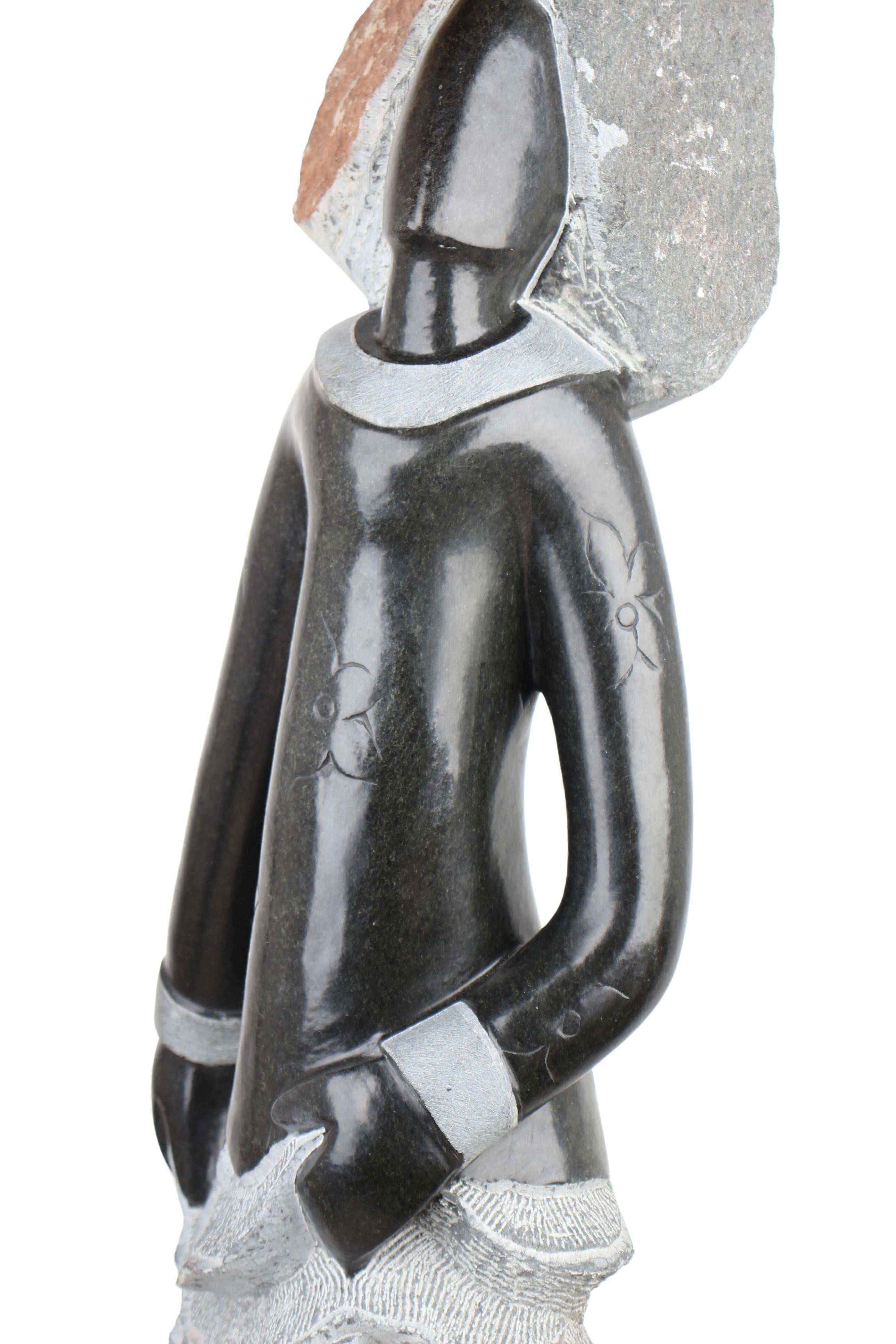 Shona Tribe Springstone Angel Sculpture ~56.3" Tall (New 2024) - Shona Stone