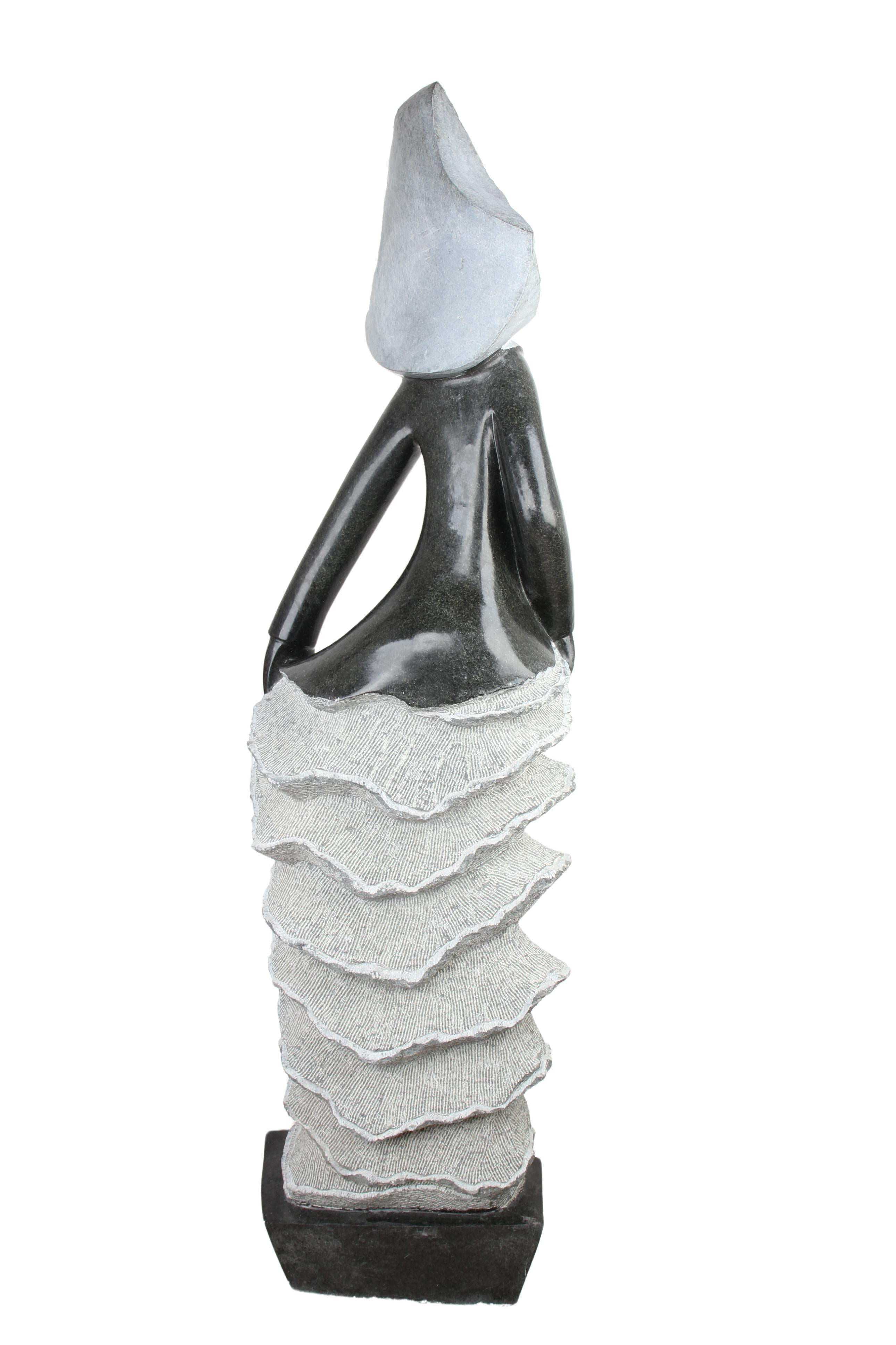 Shona Tribe Springstone Angel Sculpture ~58.7" Tall (New 2024) - Shona Stone