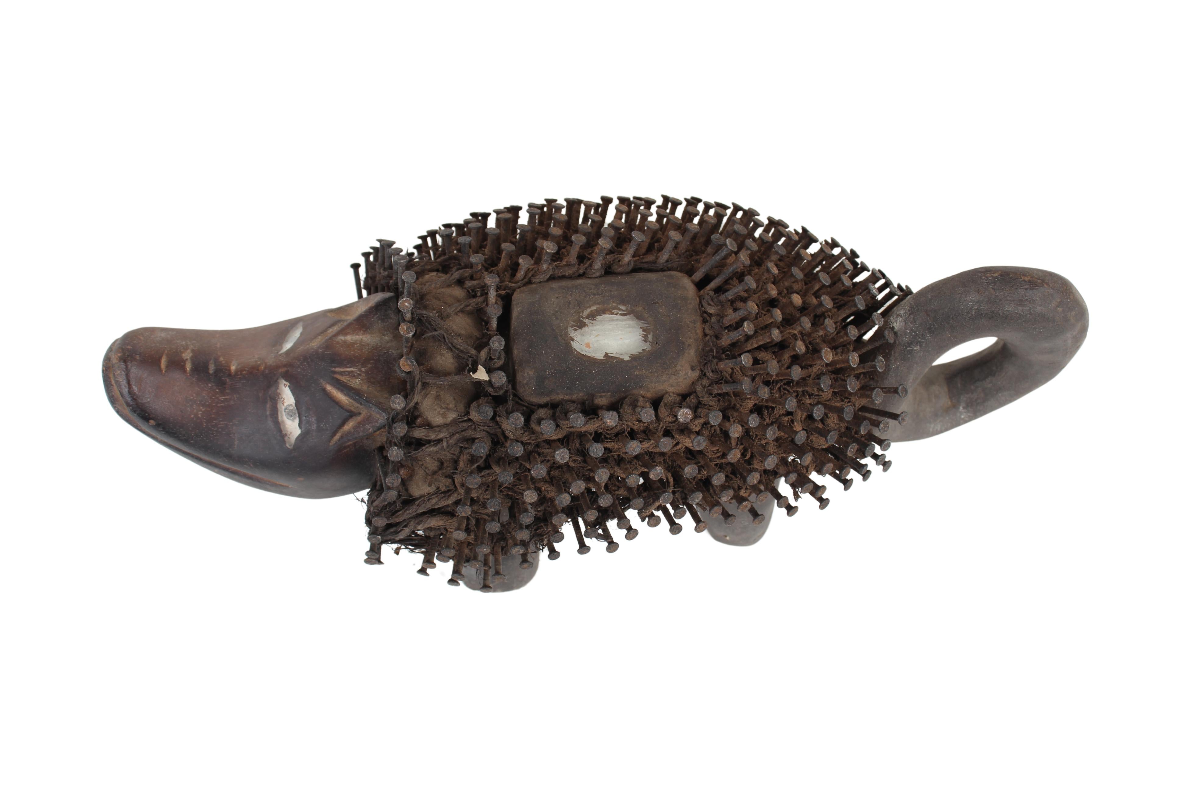 Bakongo Tribe Nail Fetish Dog/Figure ~6.3" Tall (New 2024) - West African Artifacts