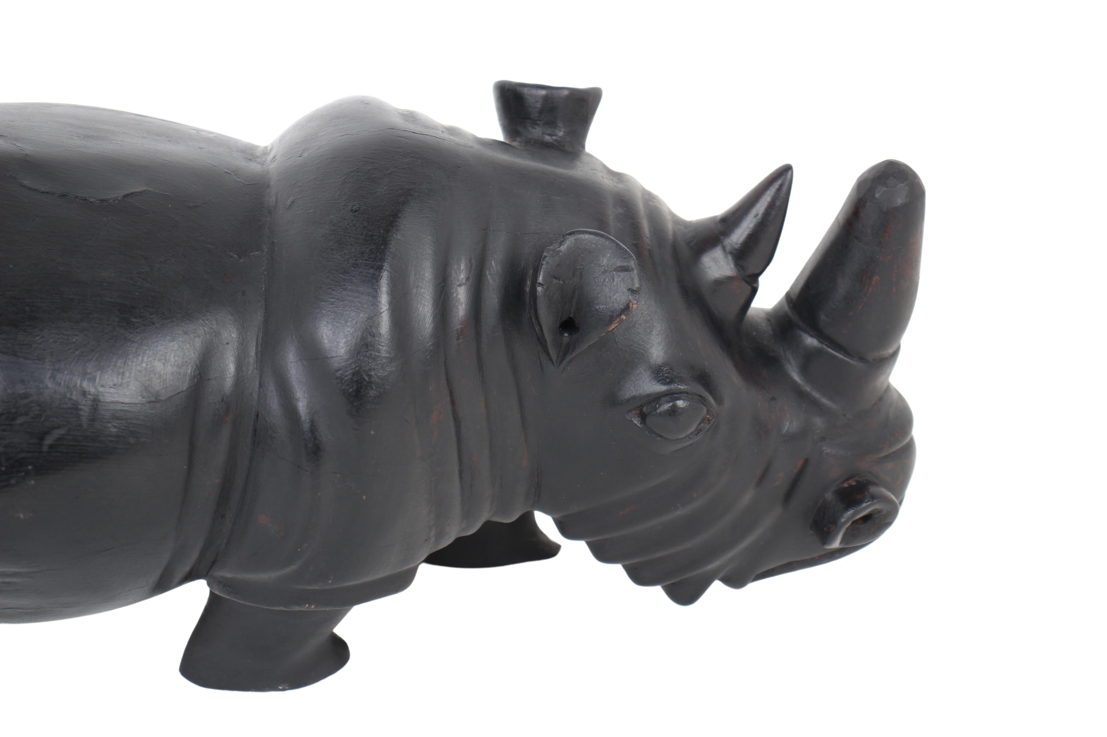 Chichewa Tribe Wooden Rhino ~7.1" Tall (New 2024) - Wooden and Basket Artifacts