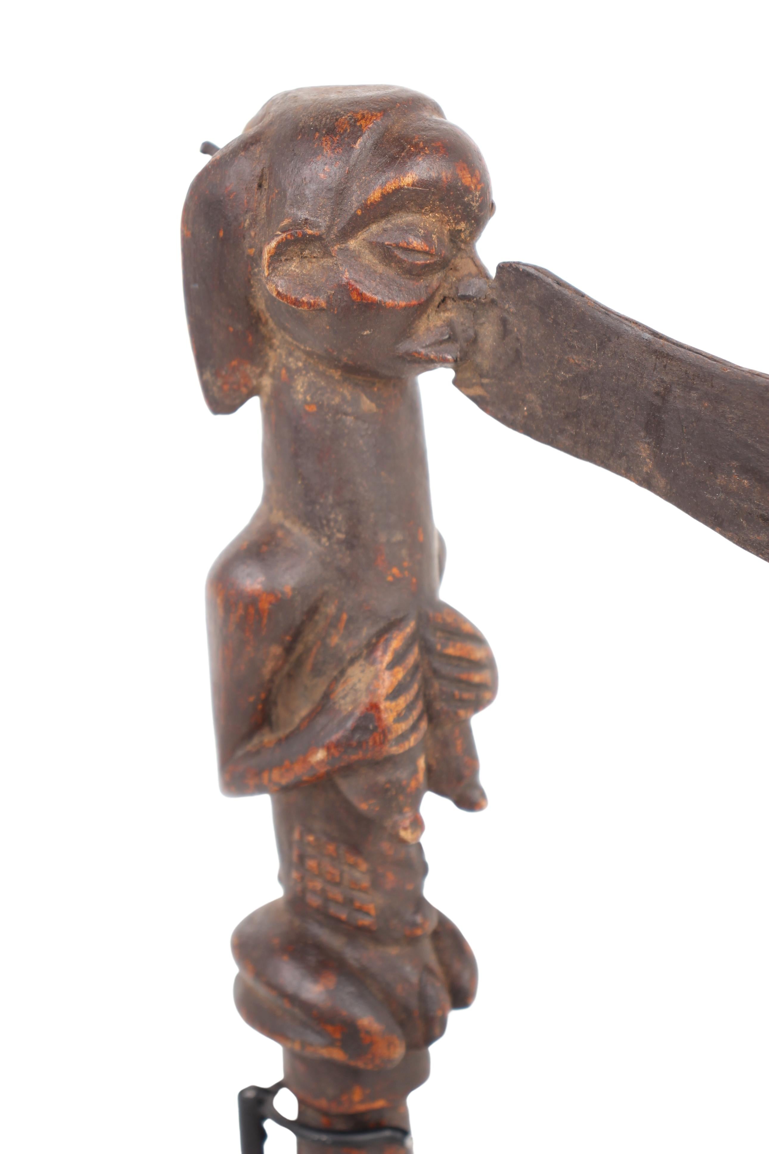 Luba/Baluba Tribe Wooden Axe ~14.6" Tall (New 2024) - West African Artifacts