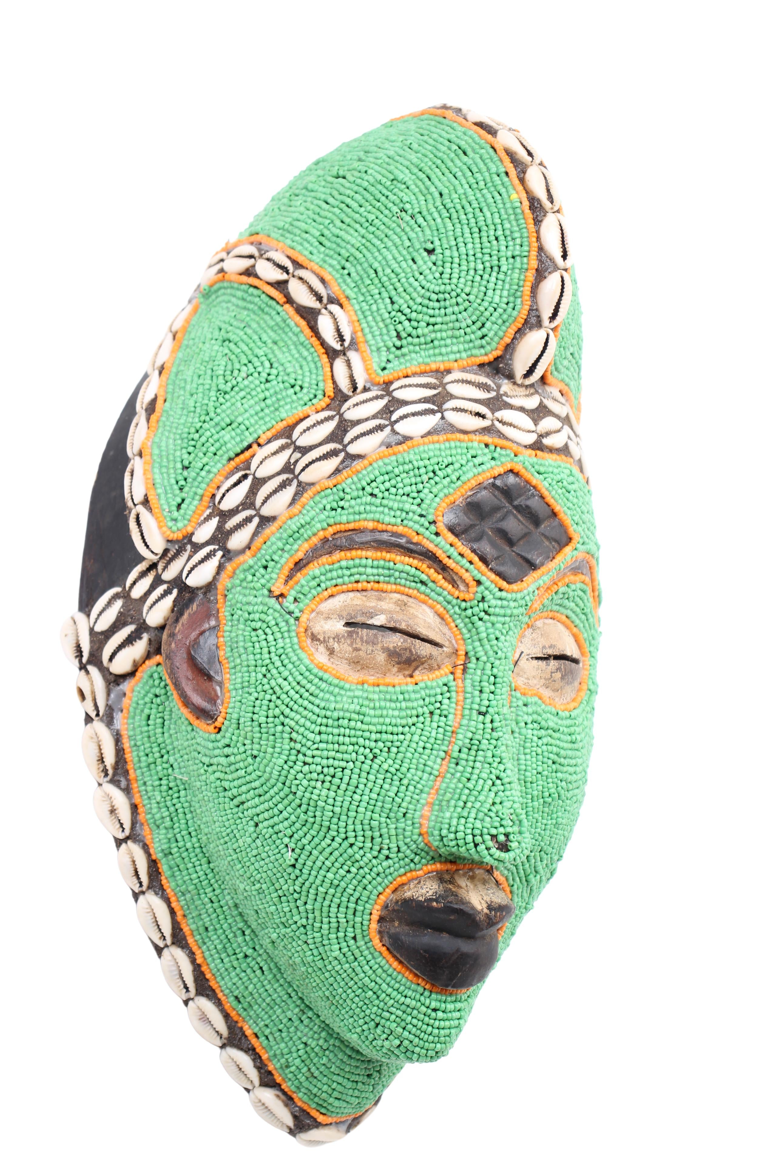 Punu Tribe Beaded Mask ~14.6" Tall (New 2024)