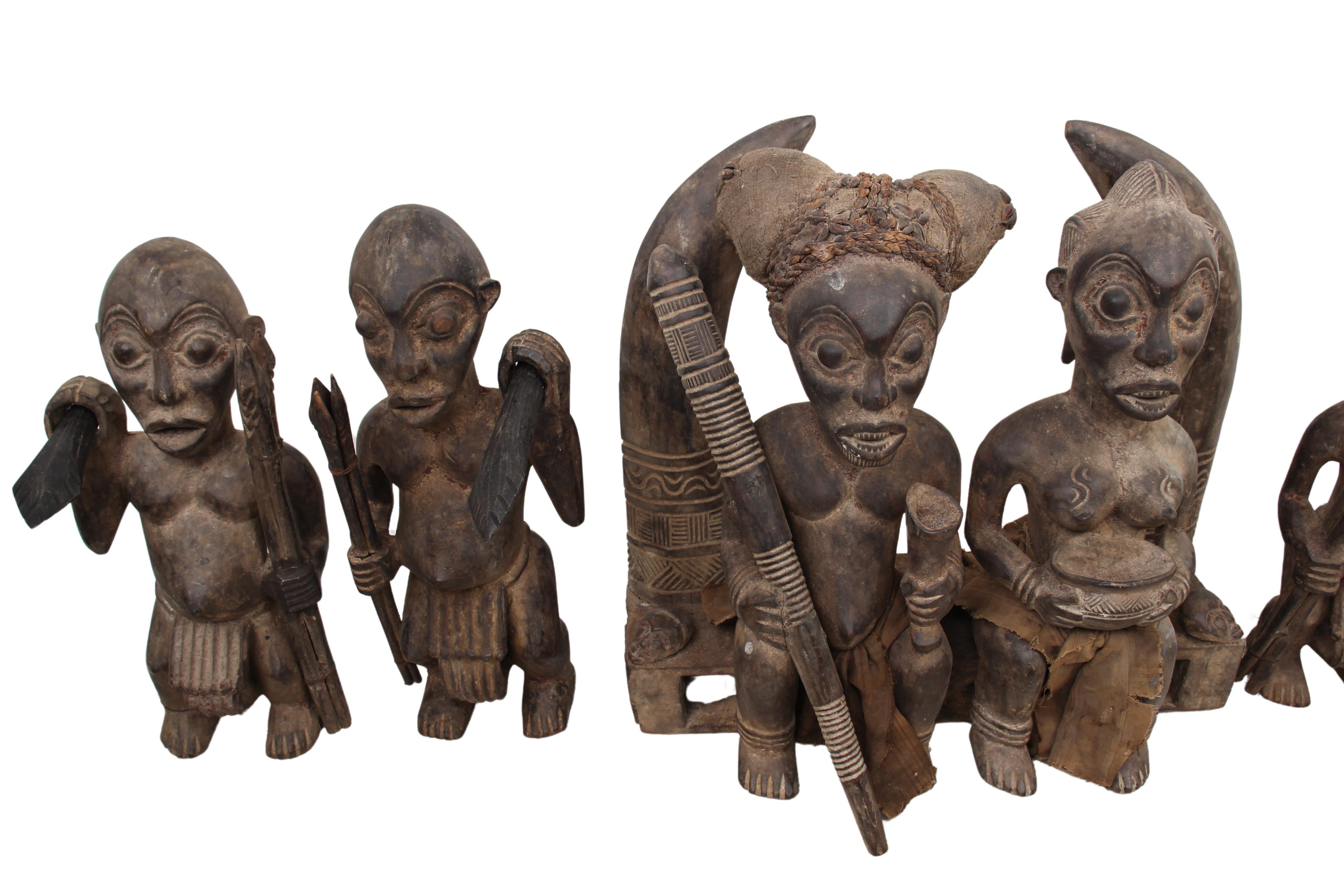 Bamileke Tribe Wooden Warrior Figures ~24" Tall (New 2024) - West African Artifacts