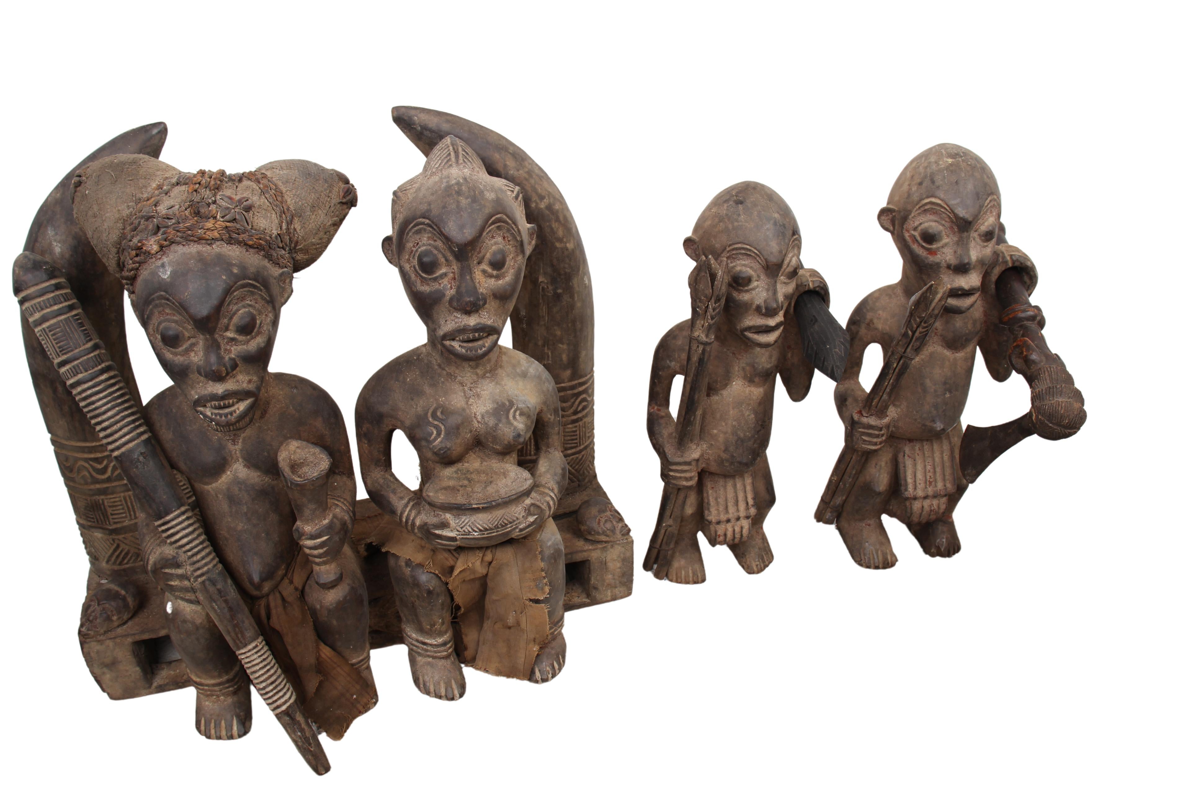 Bamileke Tribe Wooden Warrior Figures ~24" Tall (New 2024) - West African Artifacts