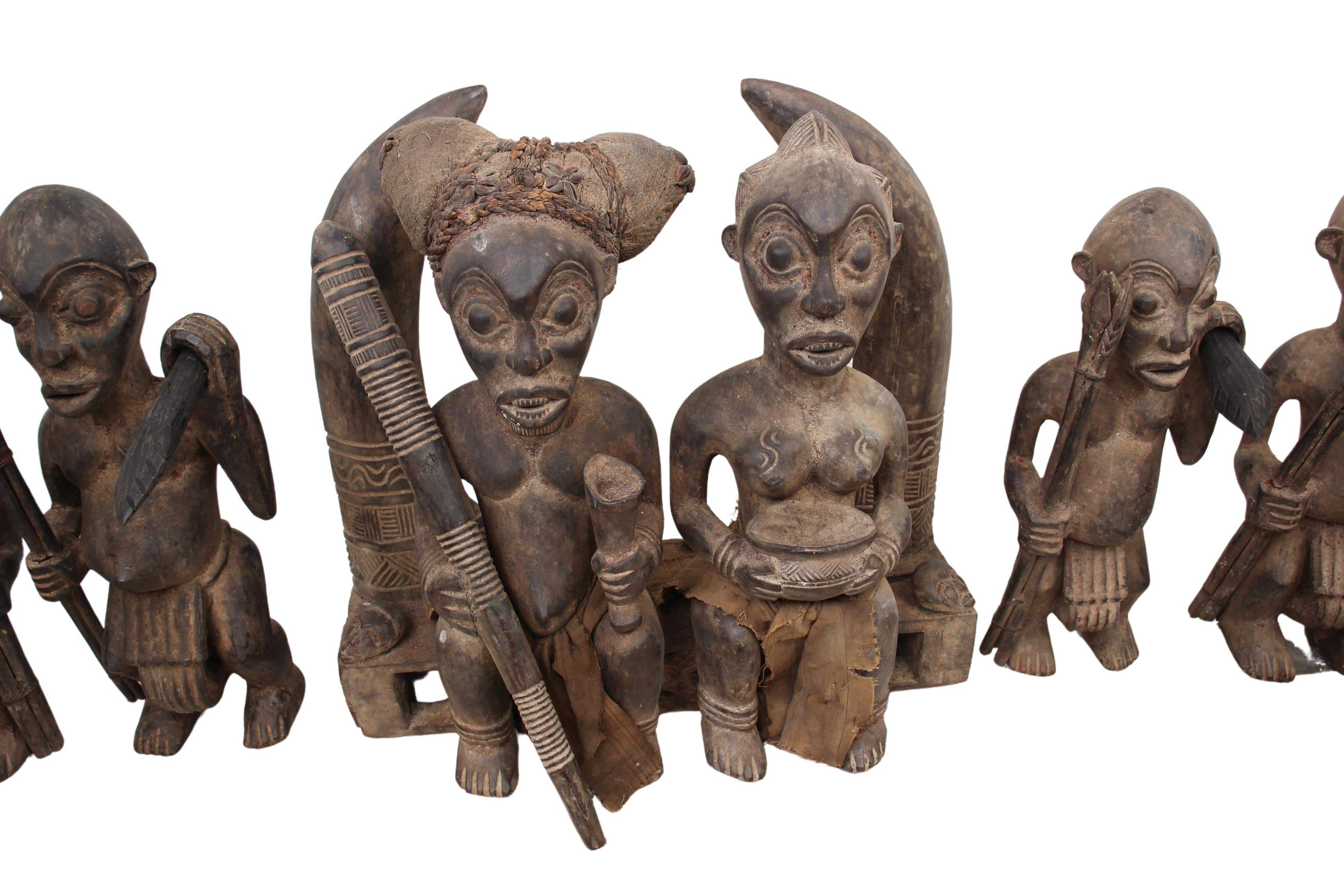 Bamileke Tribe Wooden Warrior Figures ~24" Tall (New 2024) - West African Artifacts