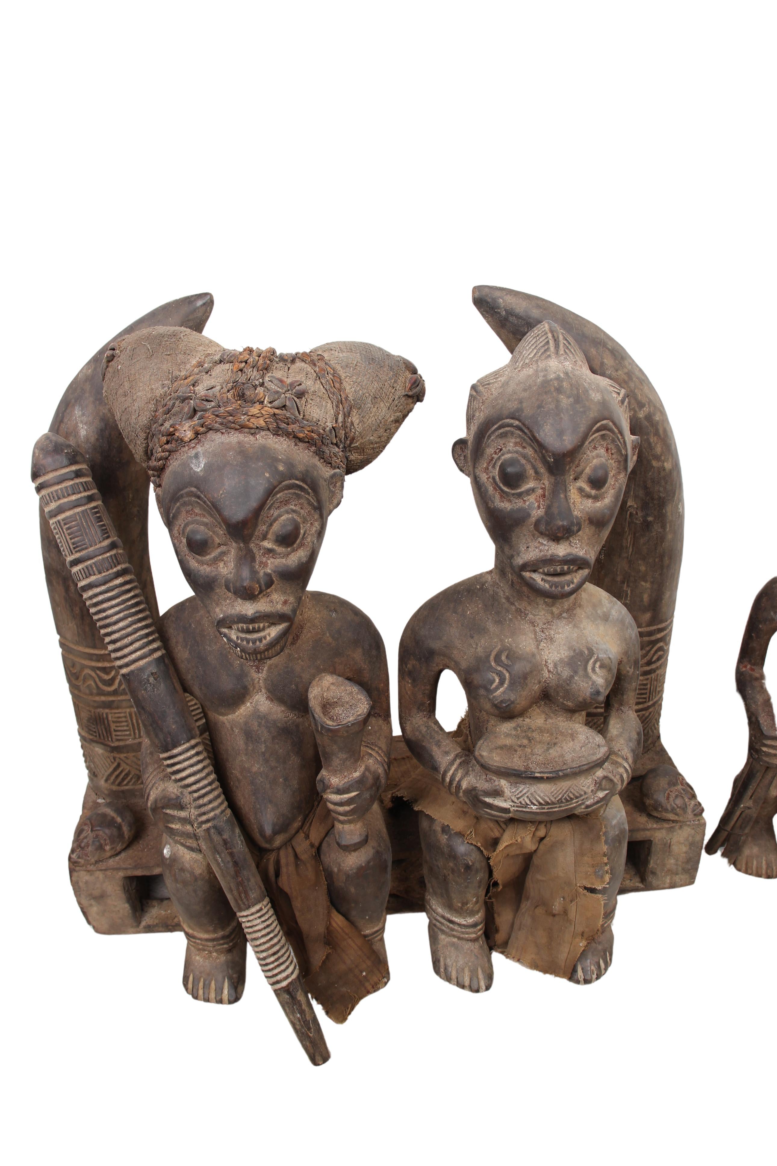 Bamileke Tribe Wooden Warrior Figures ~24" Tall (New 2024) - West African Artifacts