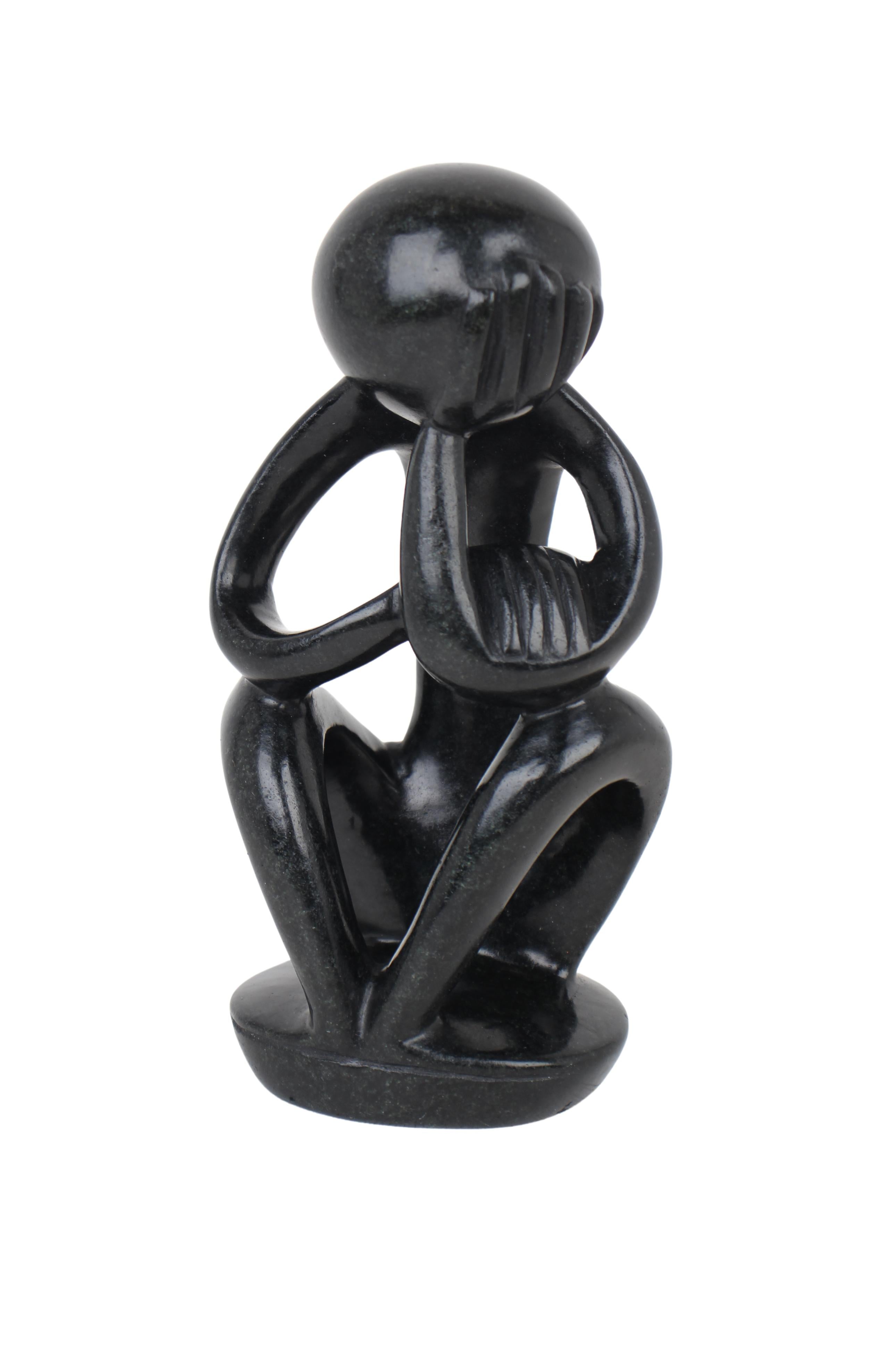 Shona Tribe Serpentine Stone Thinker ~7.9" Tall (New 2024)