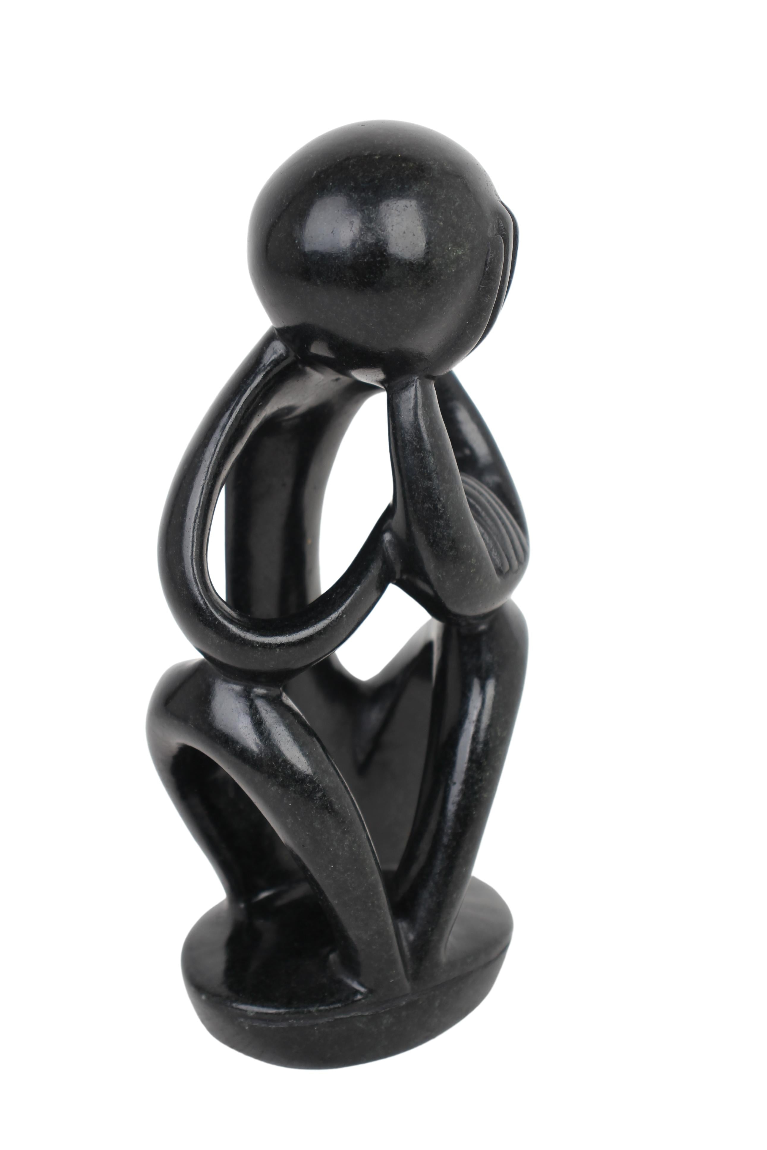 Shona Tribe Serpentine Stone Thinker ~7.9" Tall (New 2024)
