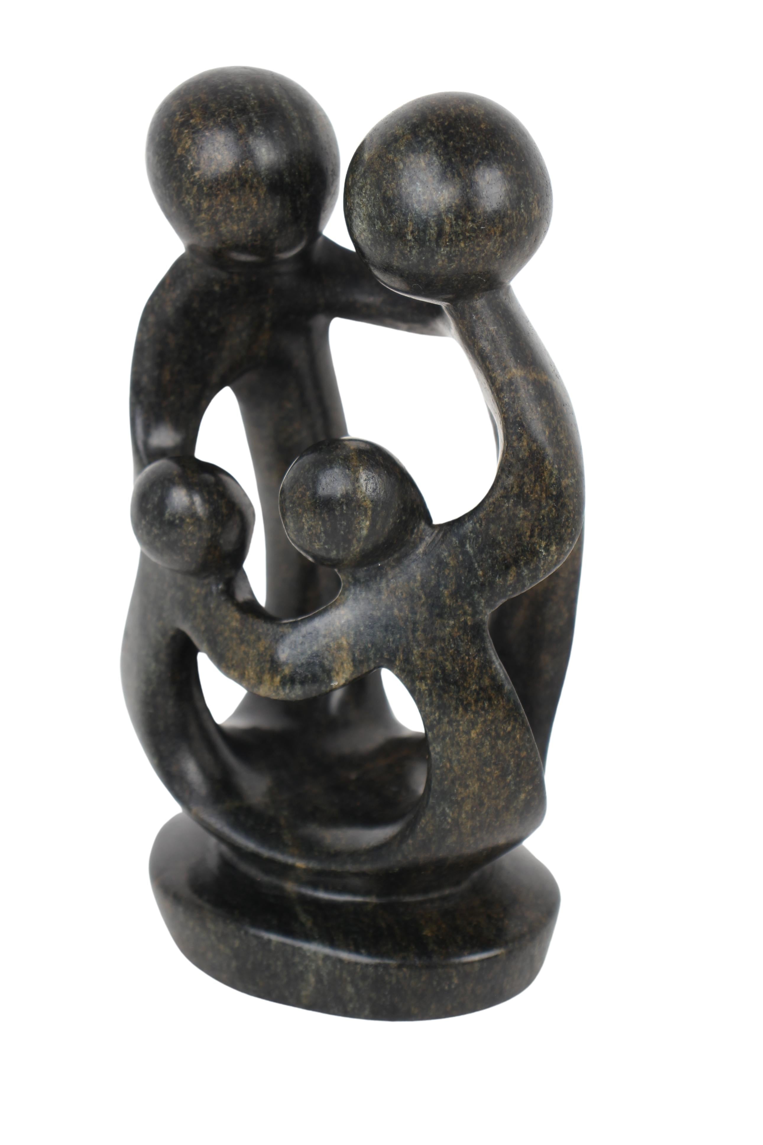 Shona Tribe Serpentine Stone Family of Four ~7.9" Tall (New 2024) - Shona Stone