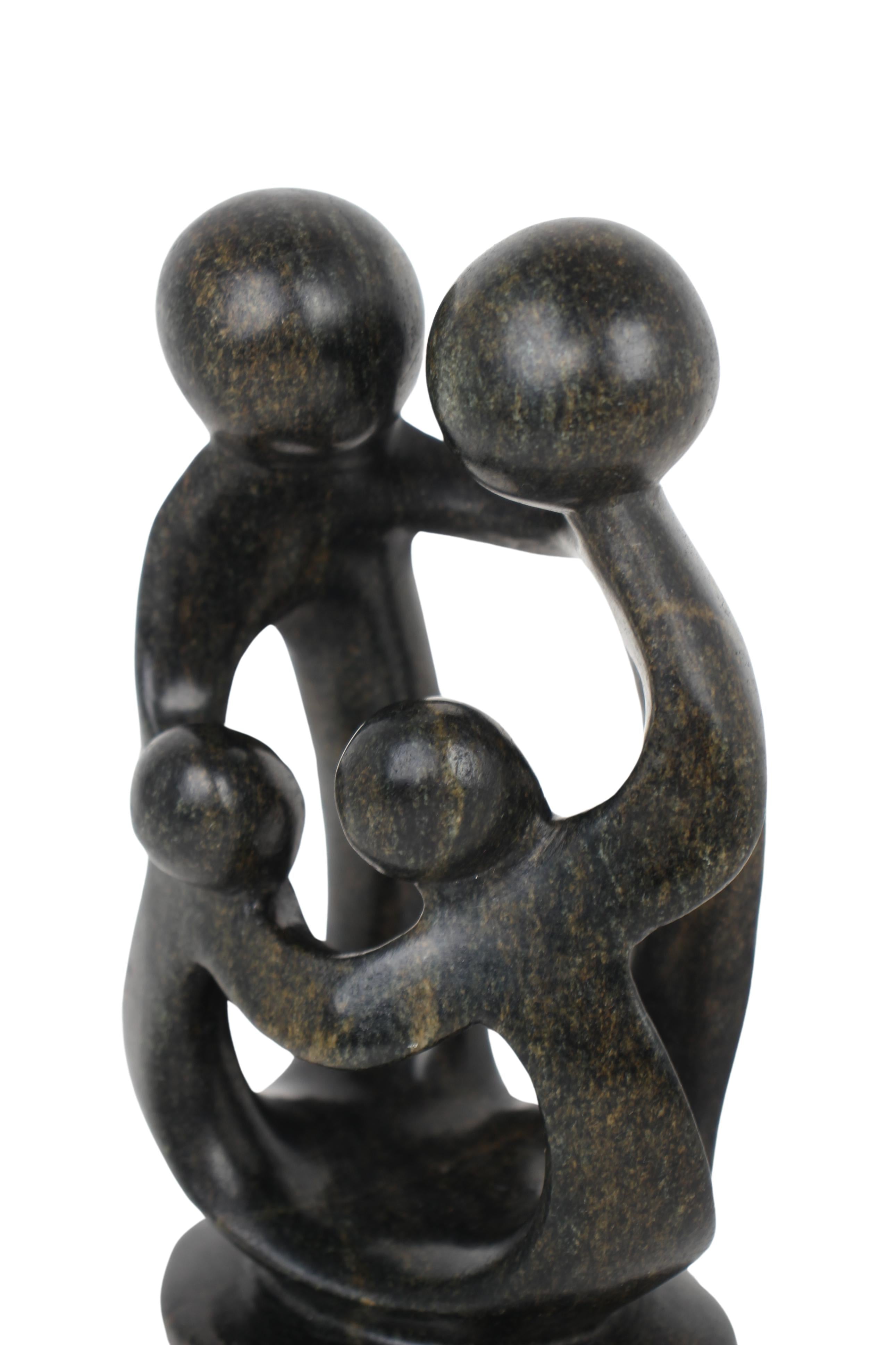Shona Tribe Serpentine Stone Family of Four ~7.9" Tall (New 2024) - Shona Stone