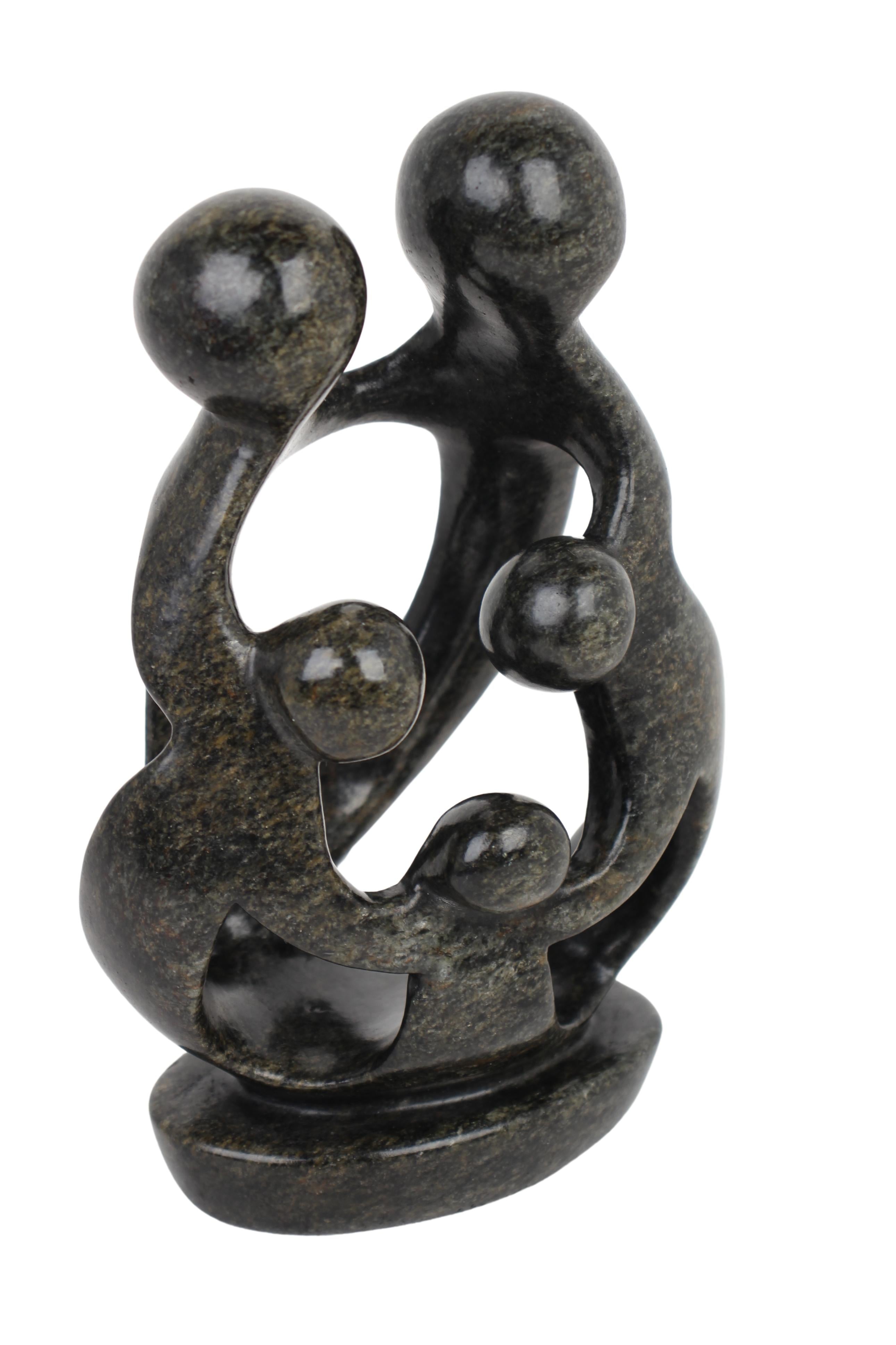 Shona Tribe Serpentine Stone Family of Five ~7.9" Tall (New 2024)