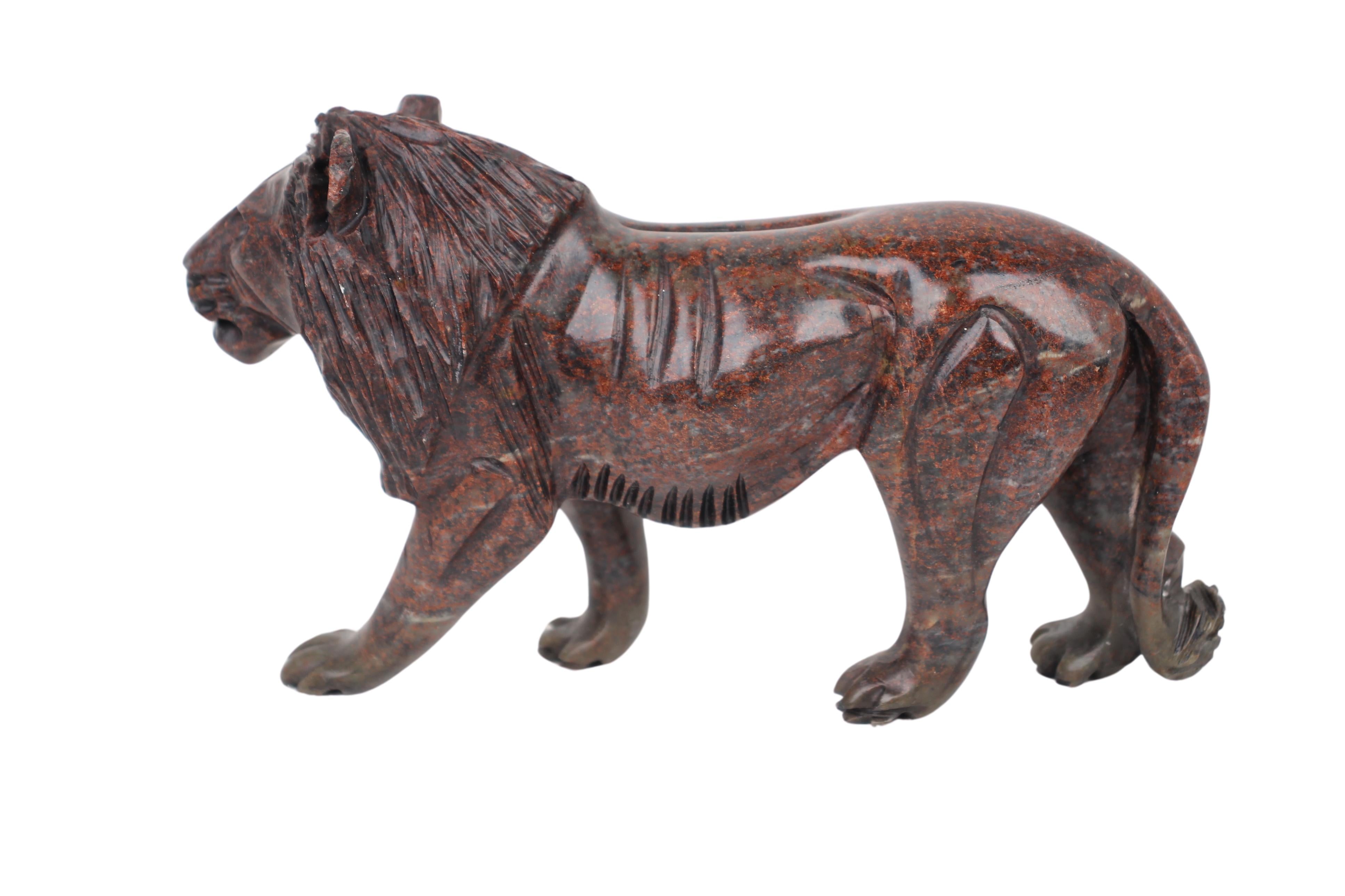 Shona Tribe Serpentine Stone Lion Sculpture ~4.3" Tall (New 2024) - Shona Stone