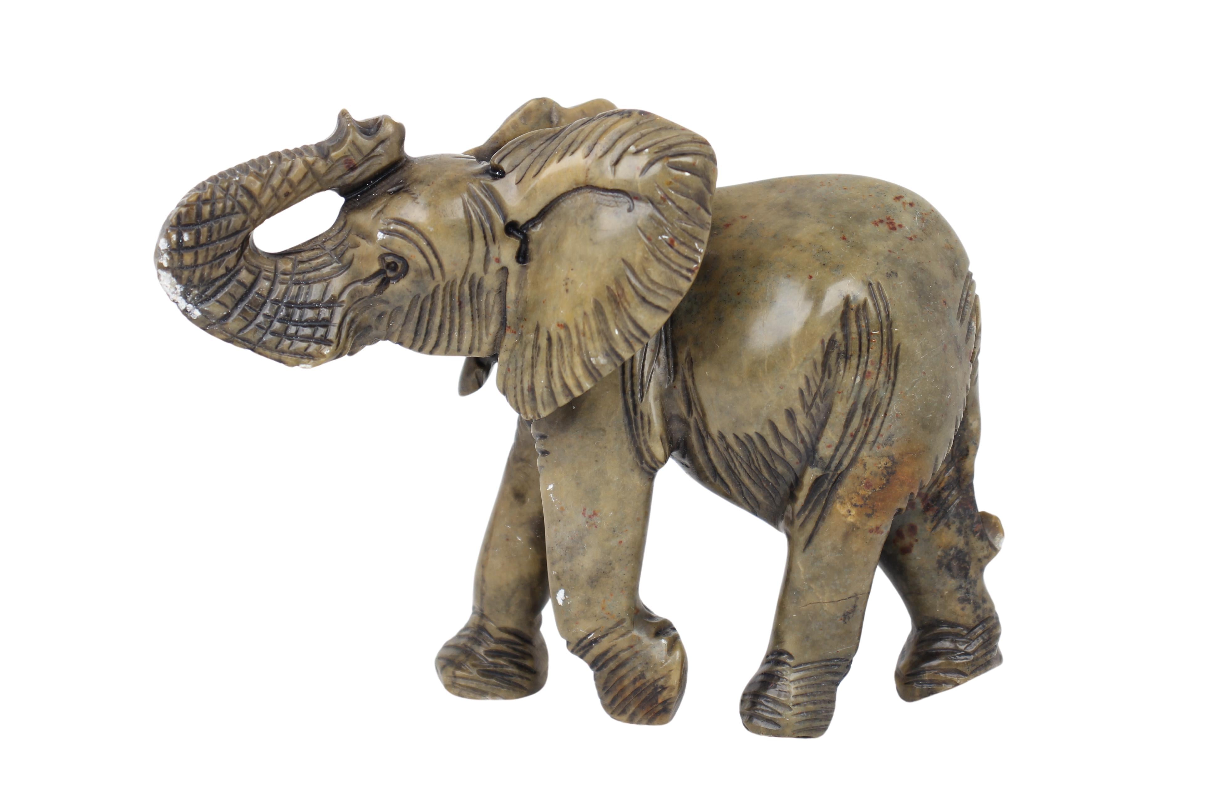 Shona Tribe Serpentine Stone Elephant Sculpture ~5.5" Tall (New 2024) - Shona Stone