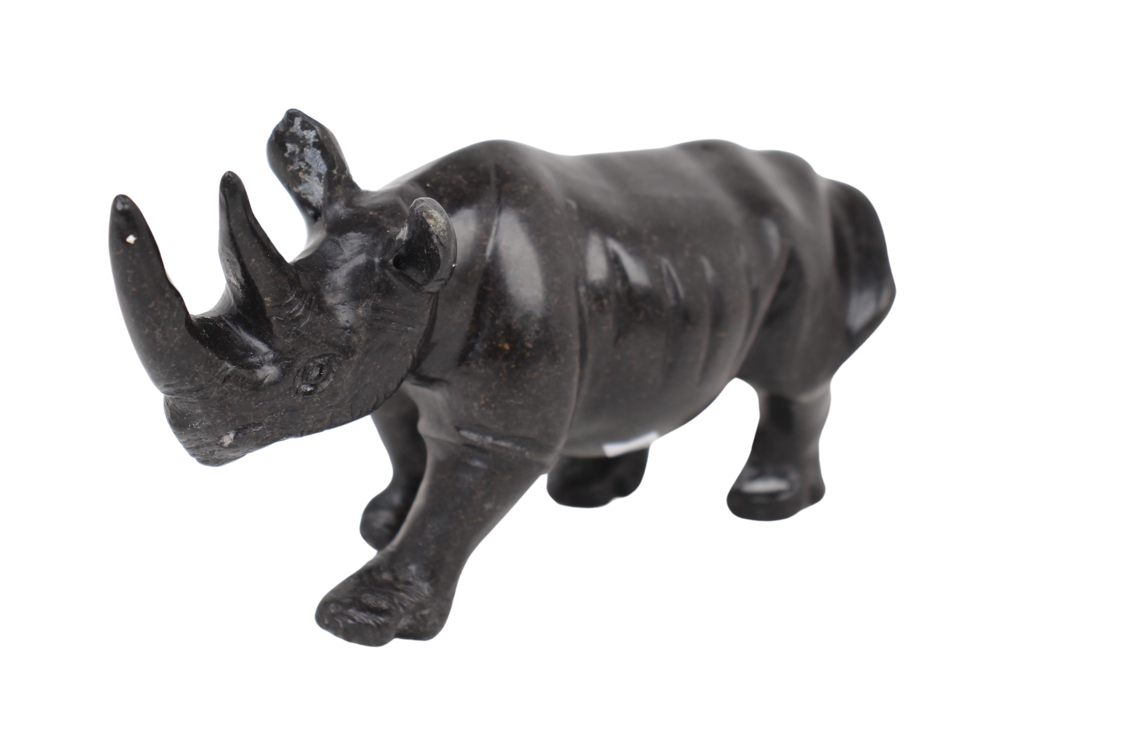 Shona Tribe Serpentine Stone Rhino Sculpture ~3.5" Tall (New 2024) - Shona Stone