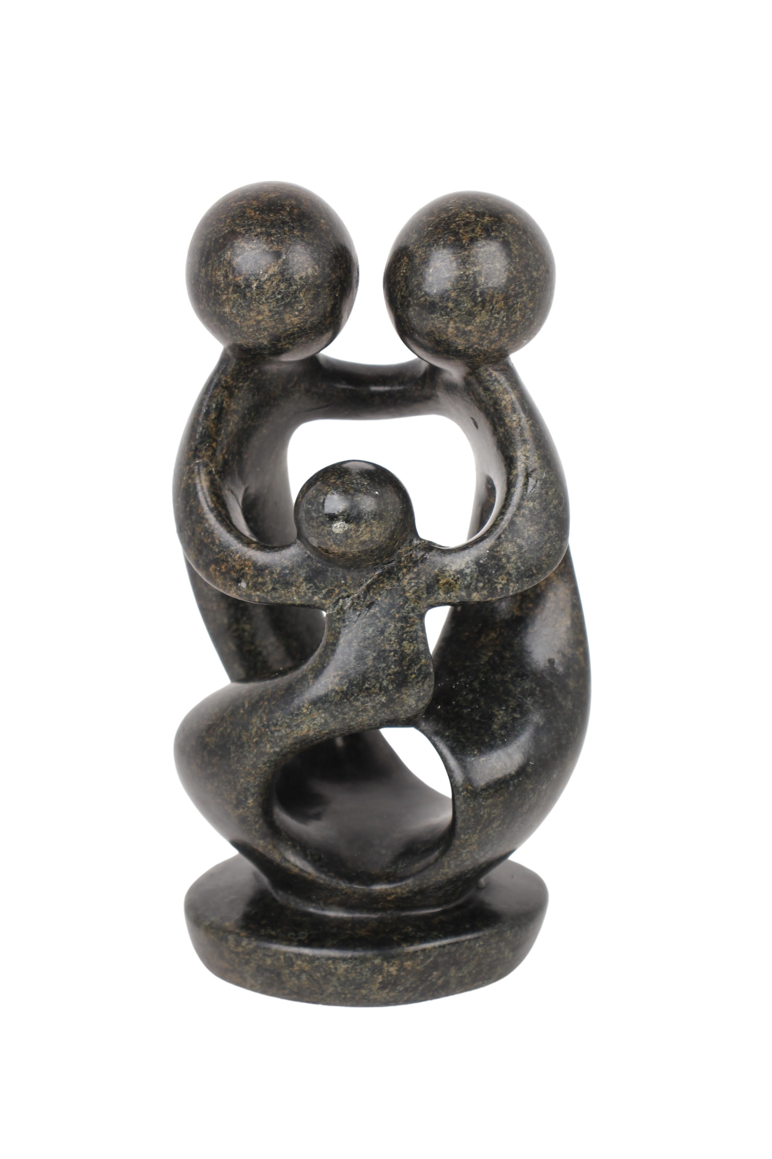 Shona Tribe Serpentine Stone Family of Three ~7.9" Tall (New 2024)