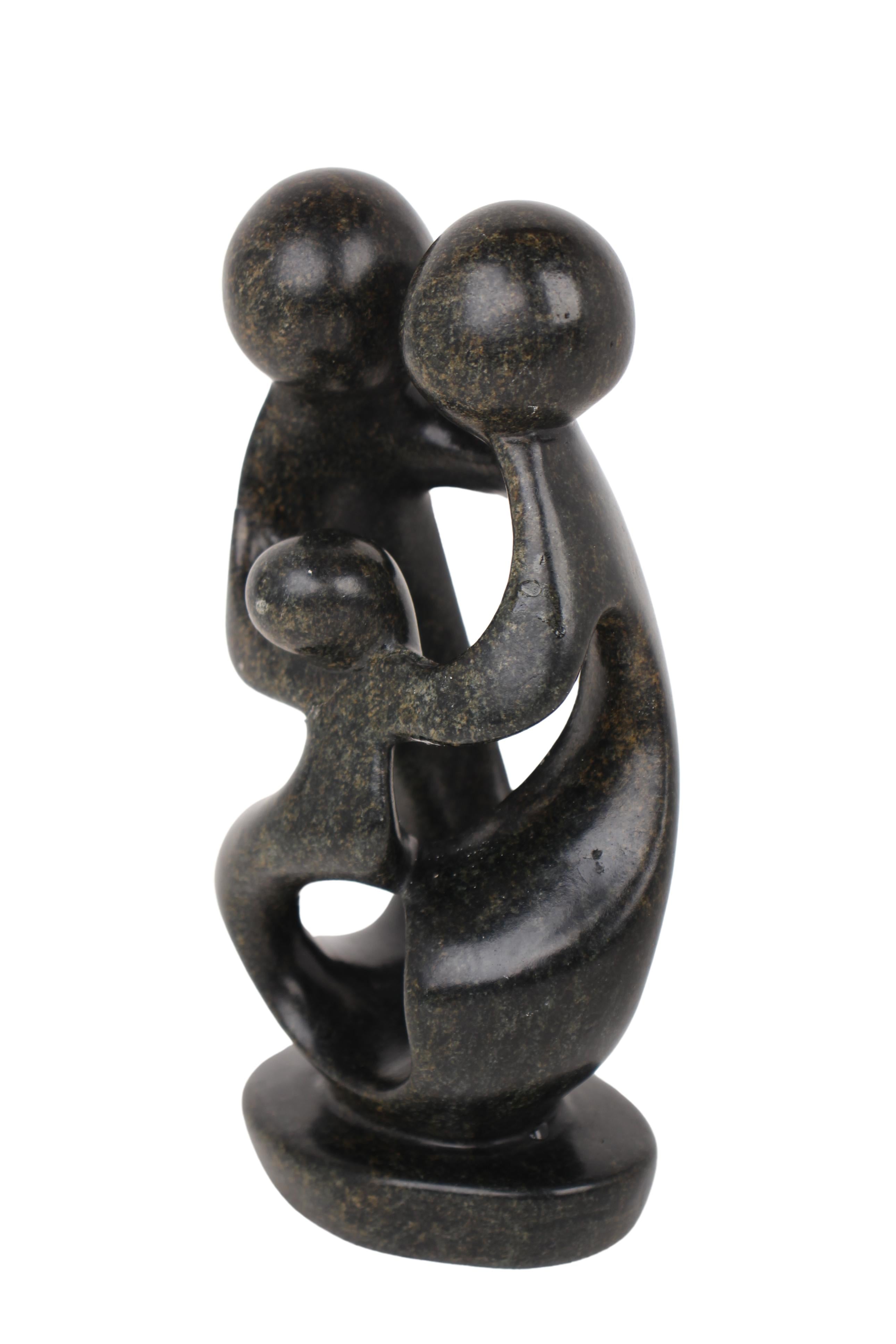 Shona Tribe Serpentine Stone Family of Three ~7.9" Tall (New 2024)