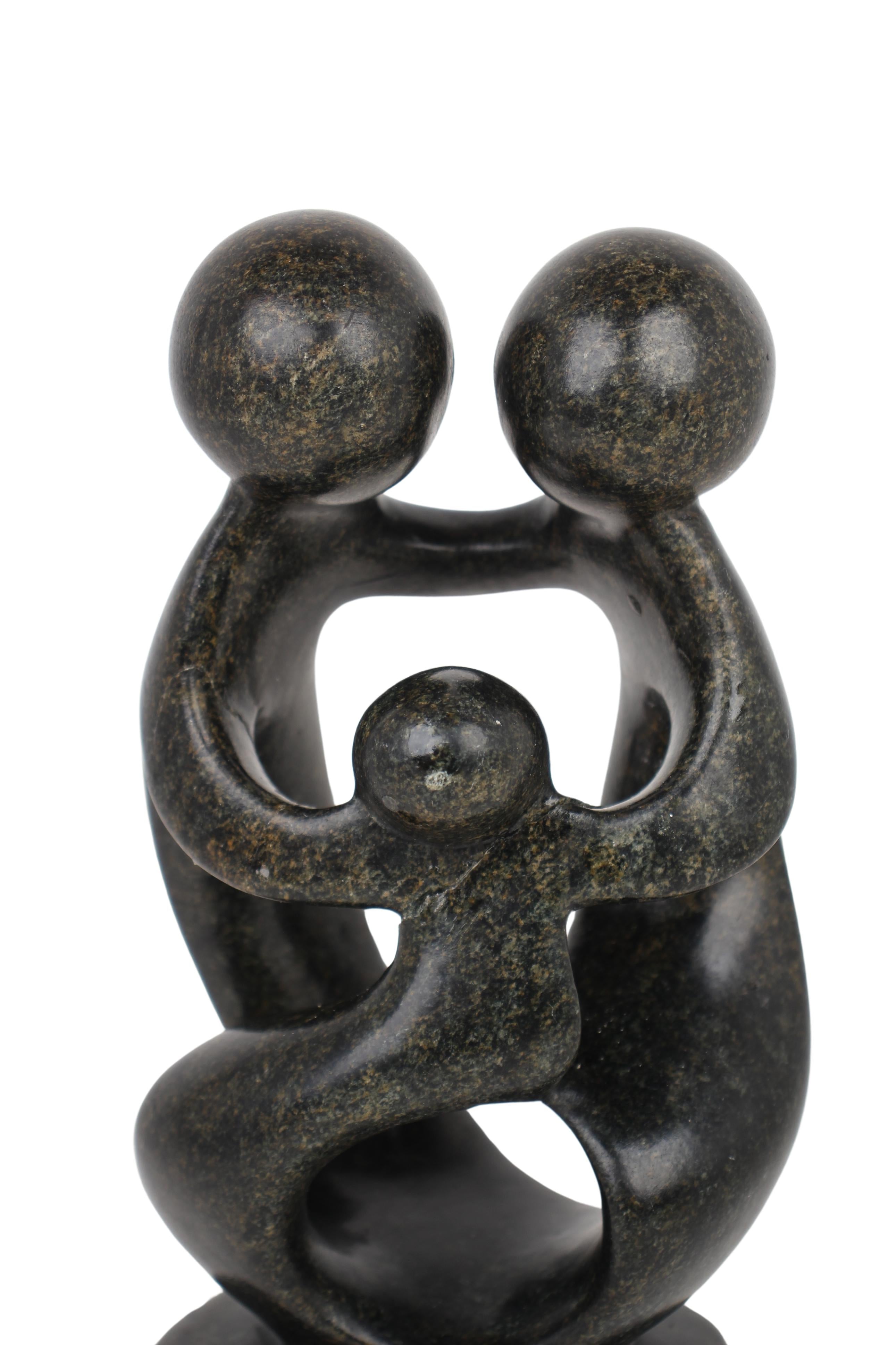 Shona Tribe Serpentine Stone Family of Three ~7.9" Tall (New 2024) - Shona Stone