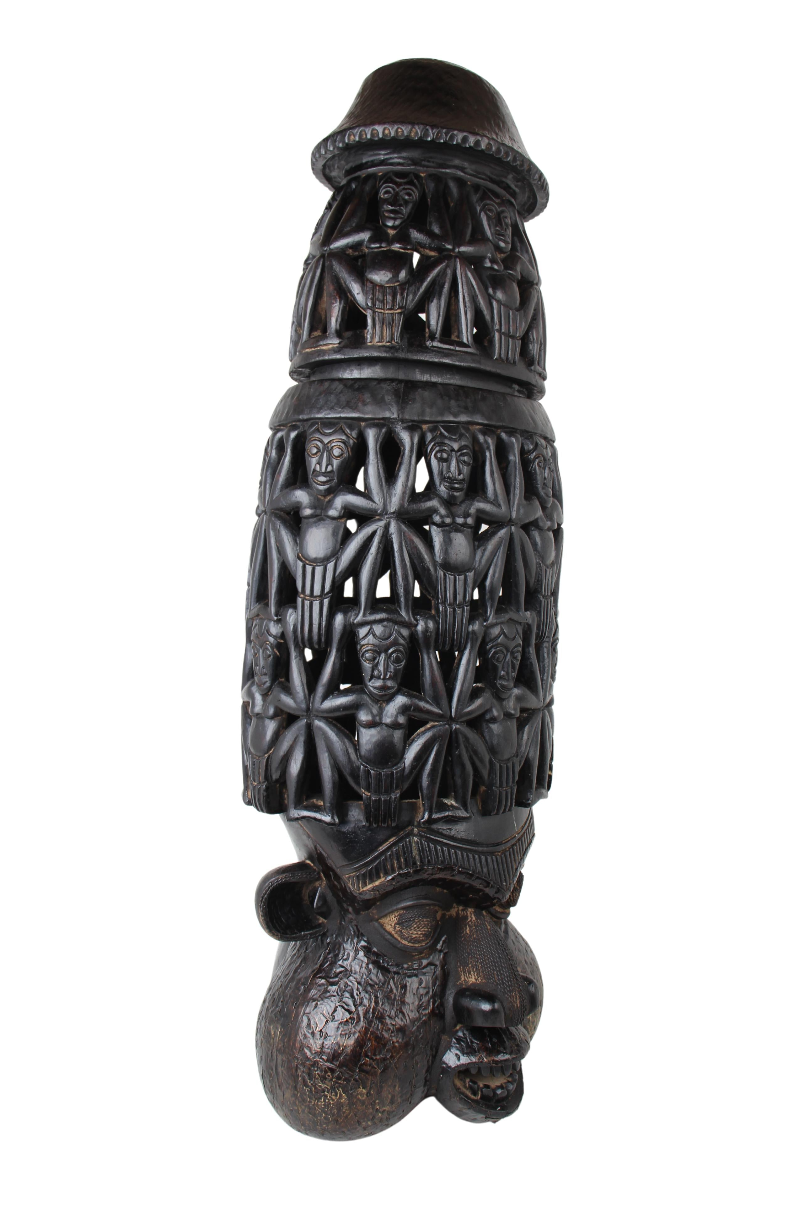 Bamileke Tribe Mask ~45.3" Tall (New 2024) - West African Artifacts