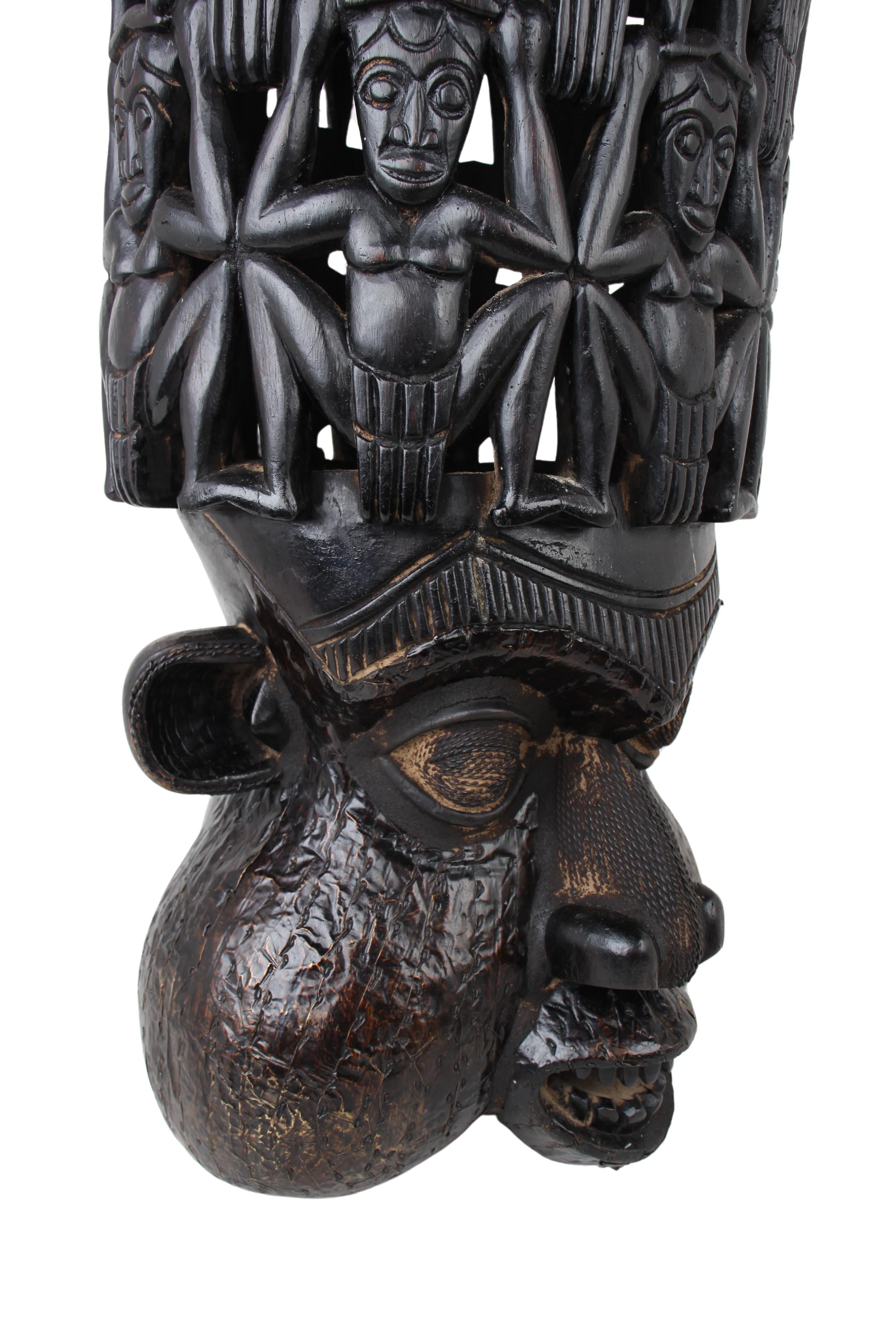 Bamileke Tribe Mask ~45.3" Tall (New 2024) - West African Artifacts