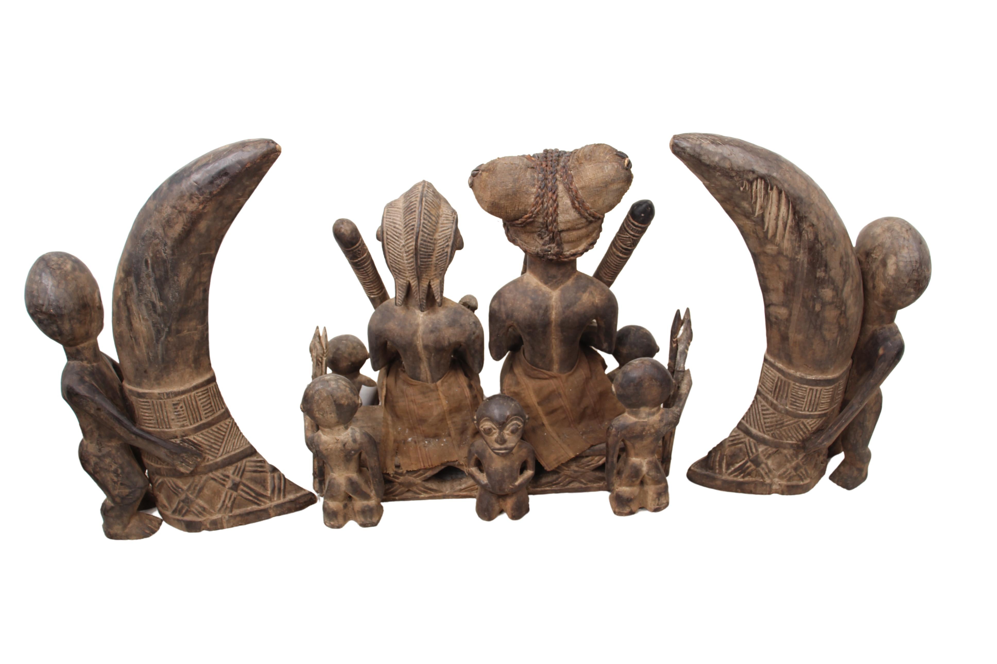 Bamileke Tribe Wooden Warrior Figures ~50" Tall (New 2024) - West African Artifacts