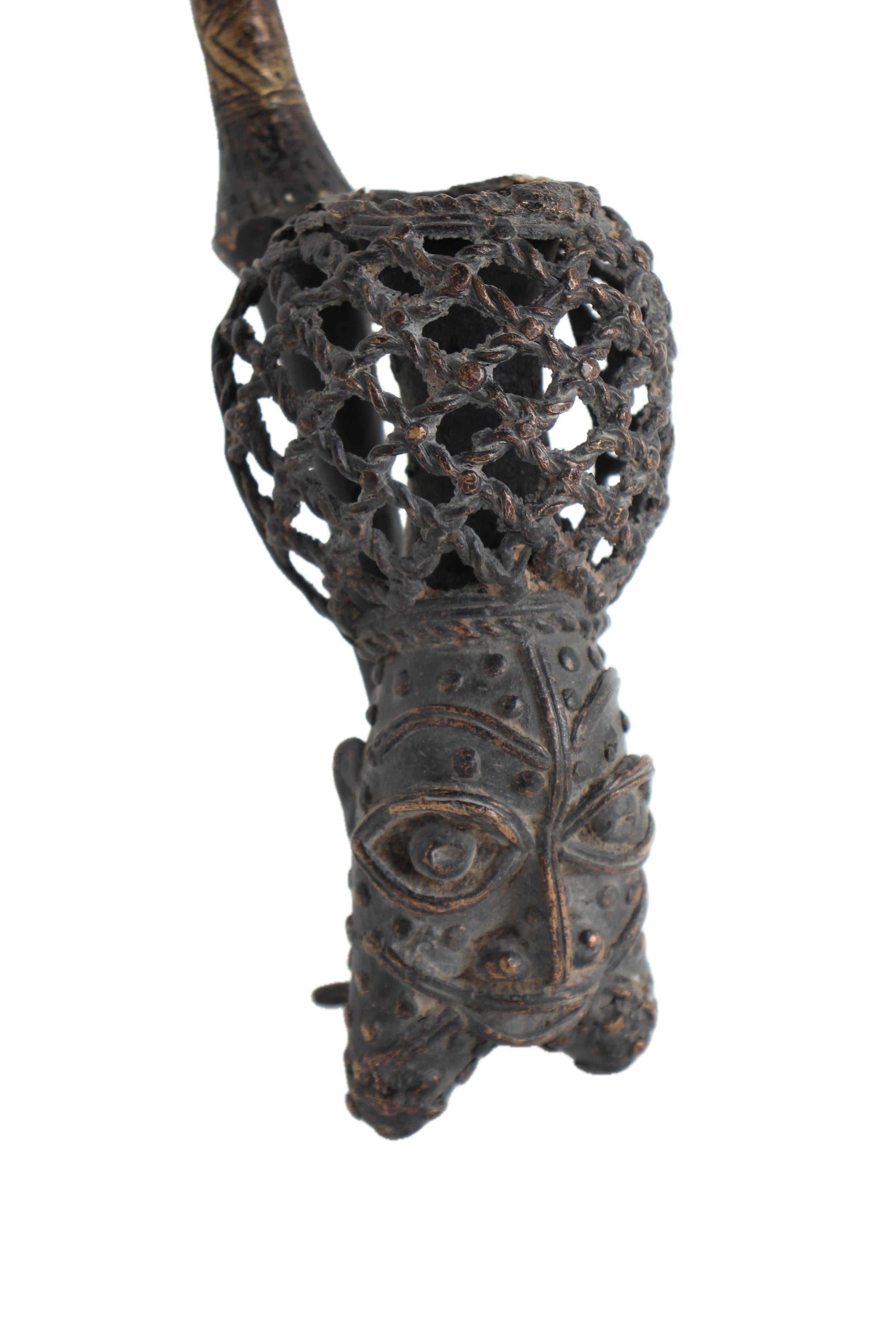 Bamileke Tribe Chief’s Pipe Figurine ~18.5" Tall - New 2025 - West African Artifacts