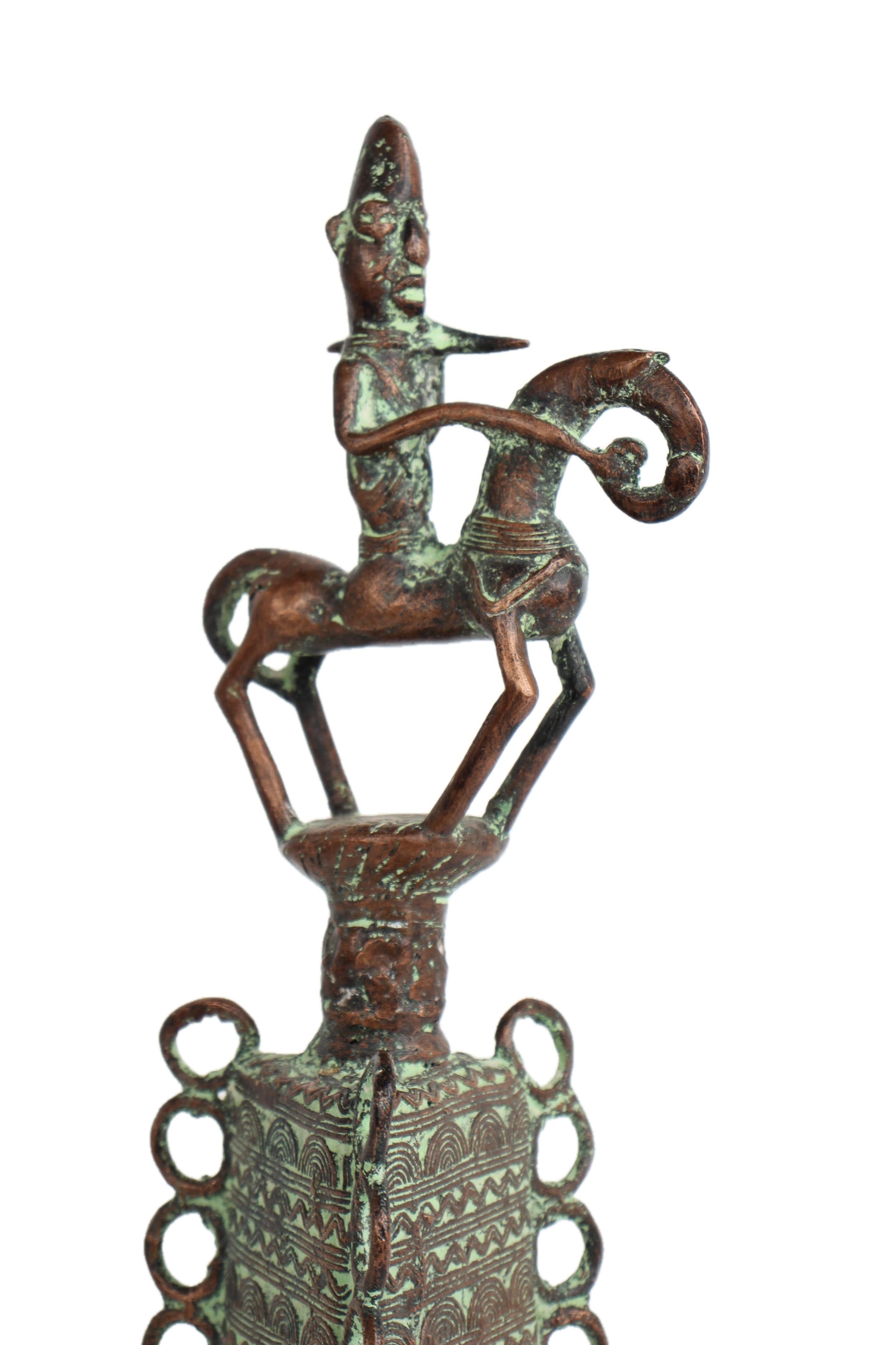 Sao/Kotoko Tribe Bronze Bell ~15.7" Tall - New 2025 - West African Artifacts