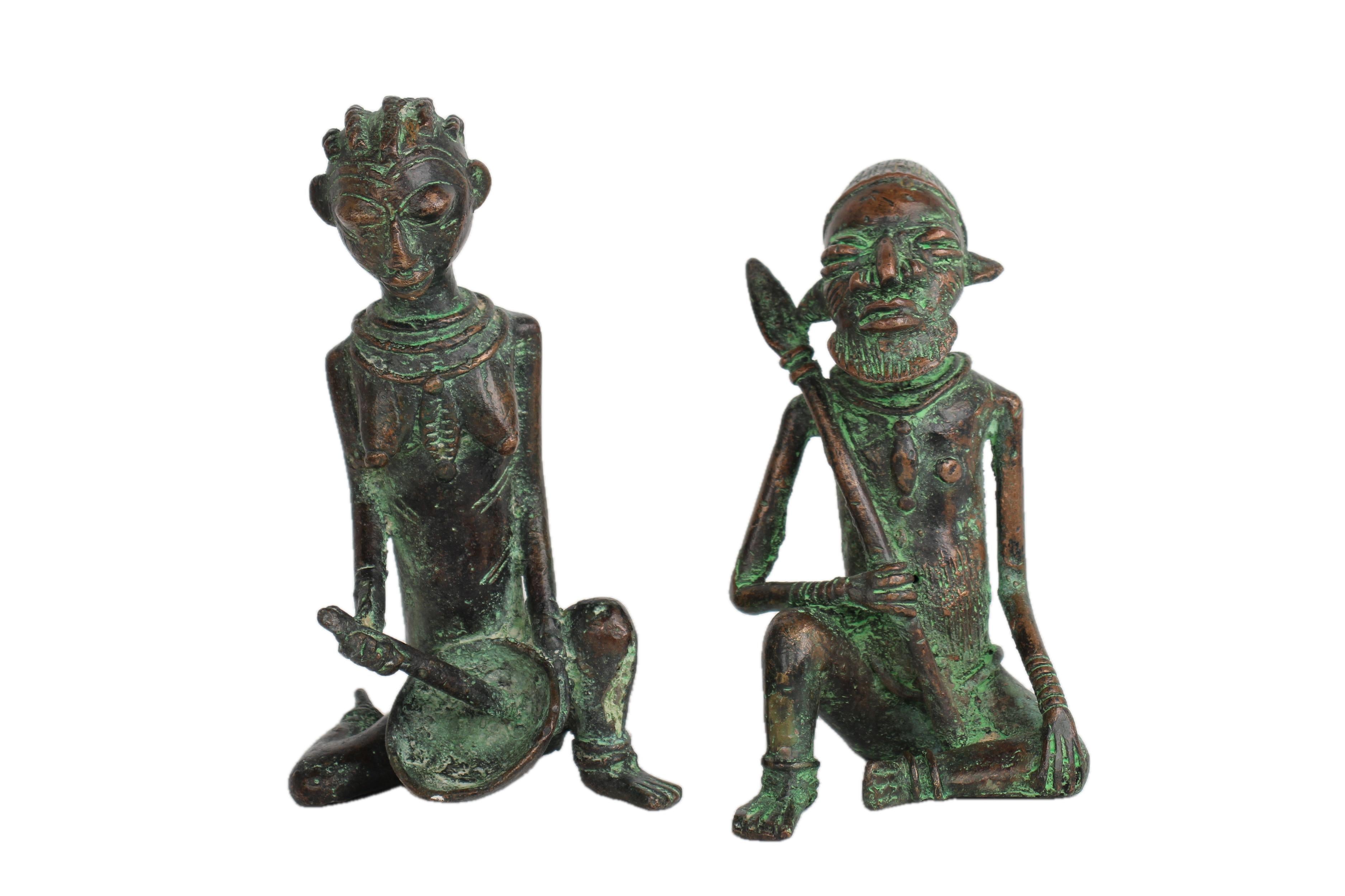 Edo Tribe Benin Bronze Male and Female Statues ~10.2" Tall - New 2025