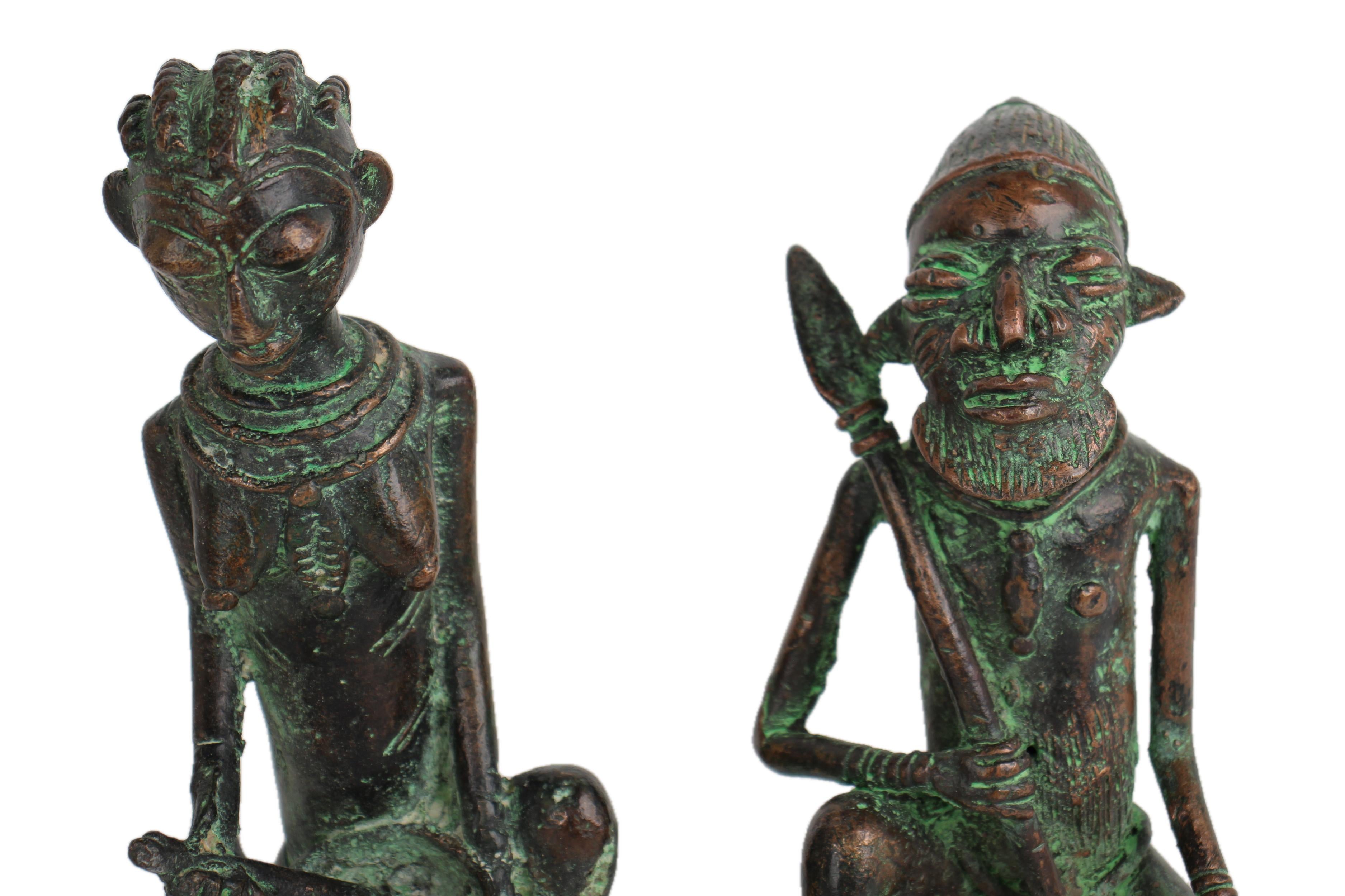 Edo Tribe Benin Bronze Male and Female Statues ~10.2" Tall - New 2025