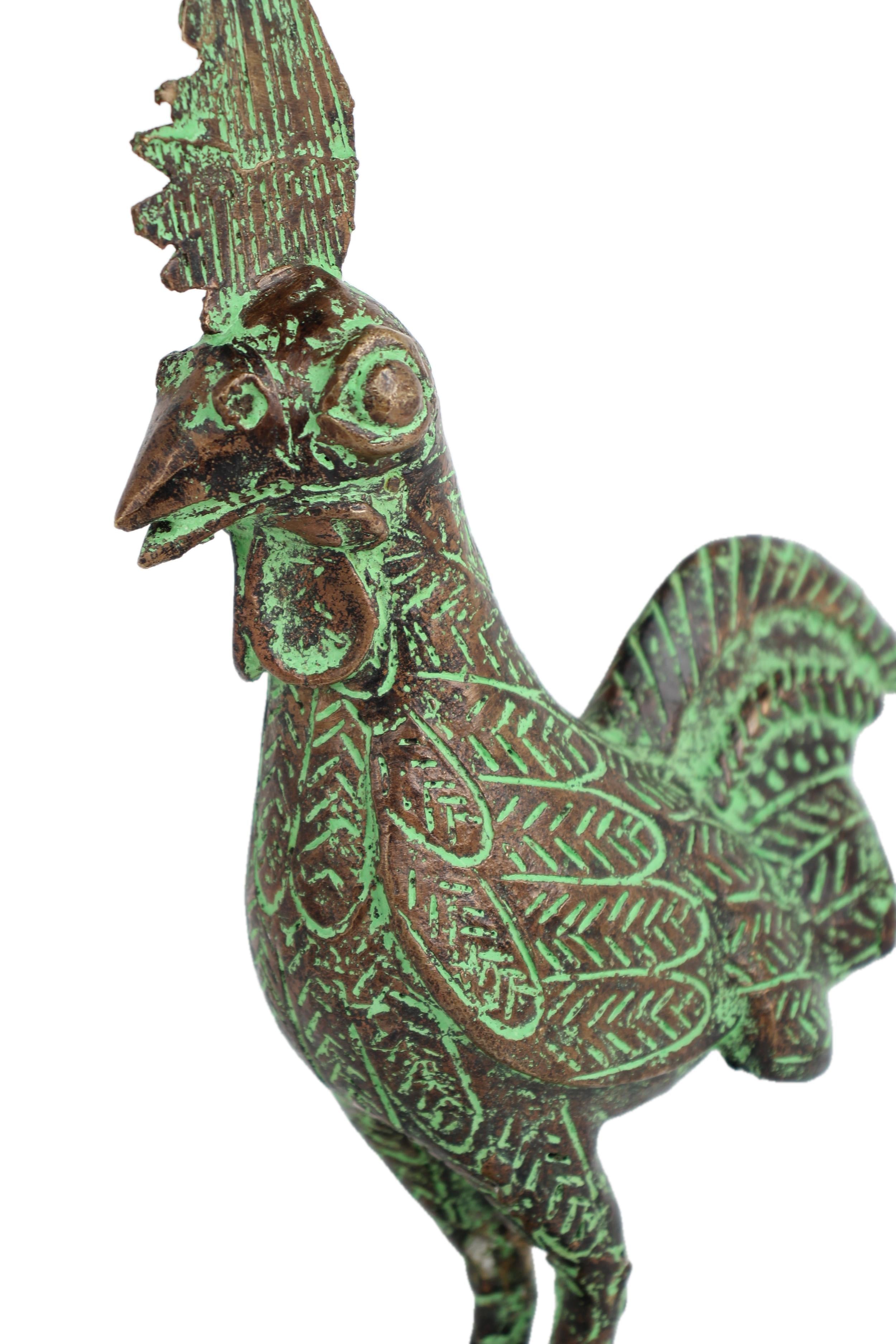 Tikar Tribe Bronze Chicken ~13.0" Tall - New 2025 - West African Artifacts