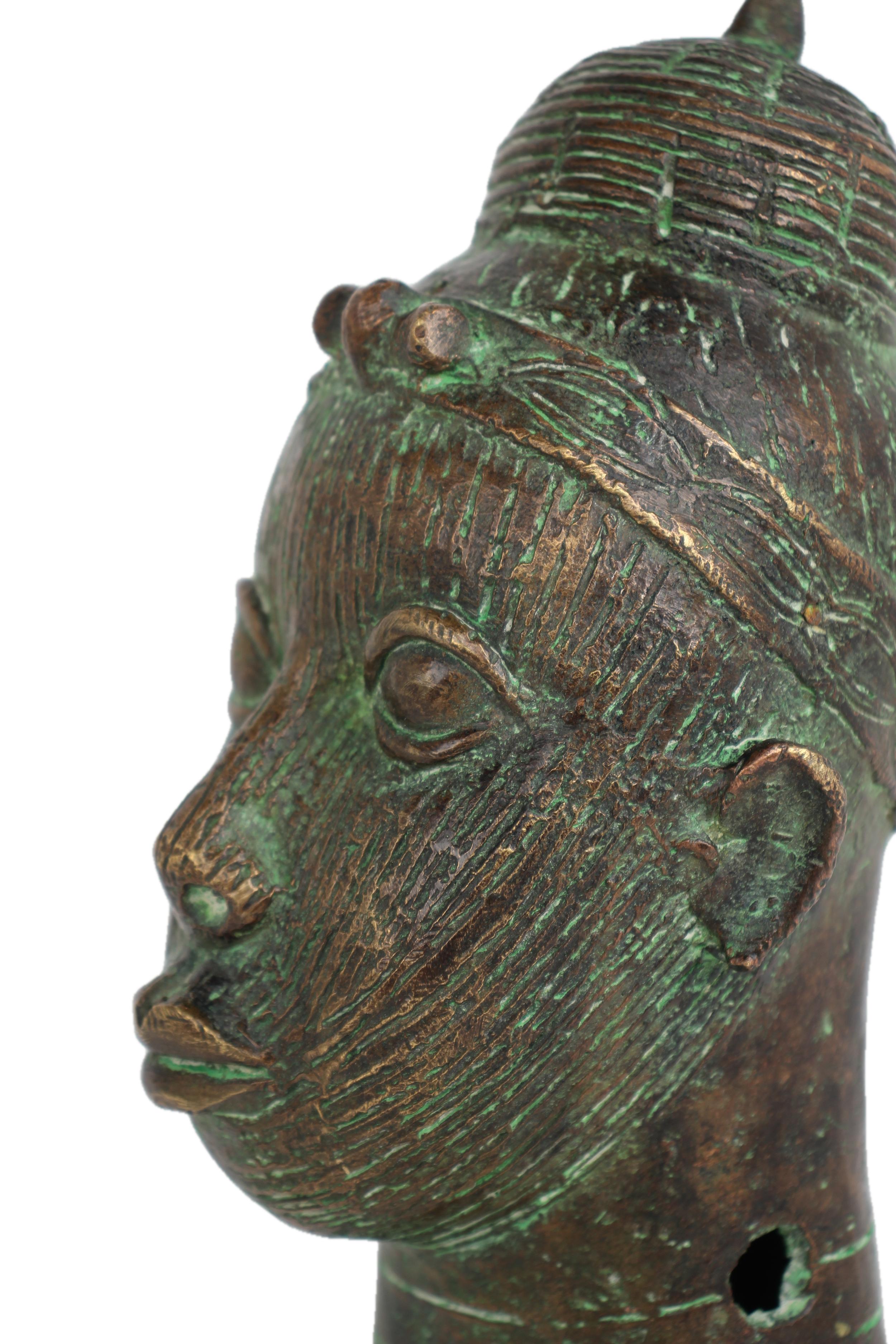 Yoruba Tribe Bronze Head Sculpture ~10.2" Tall - New 2025 - West African Artifacts