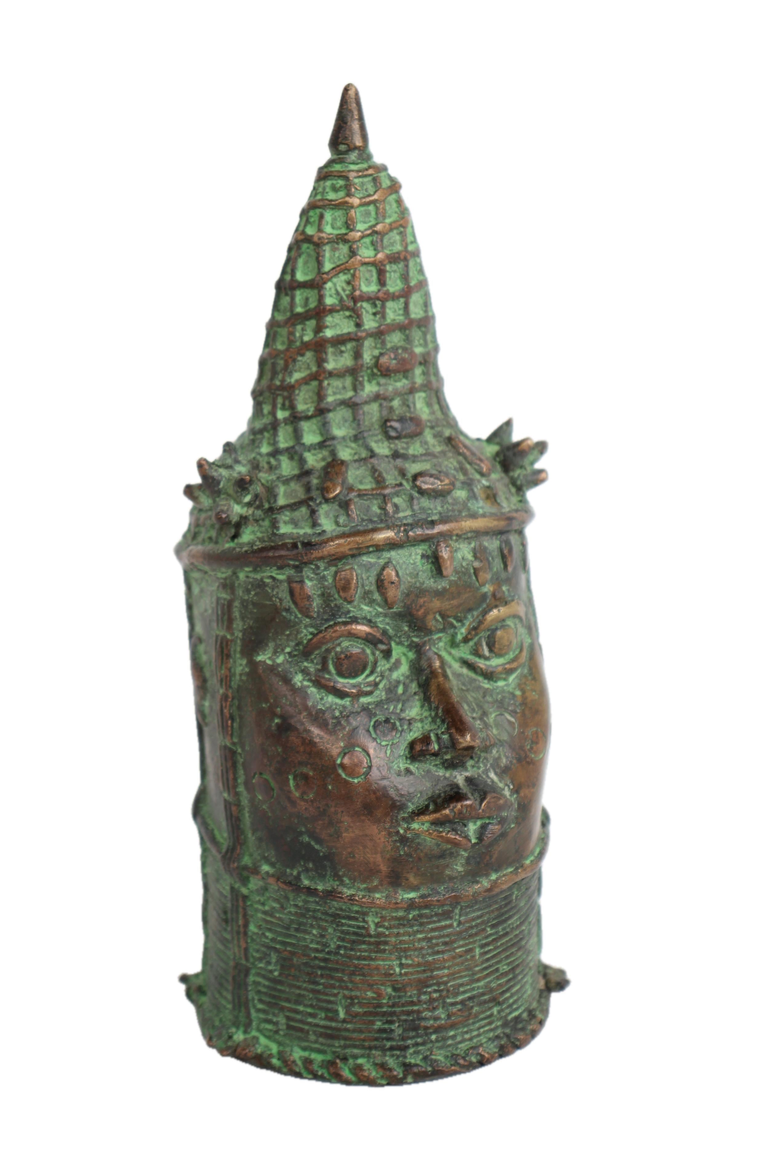 Yoruba Tribe Bronze Head Sculpture ~10.6" Tall - New 2025
