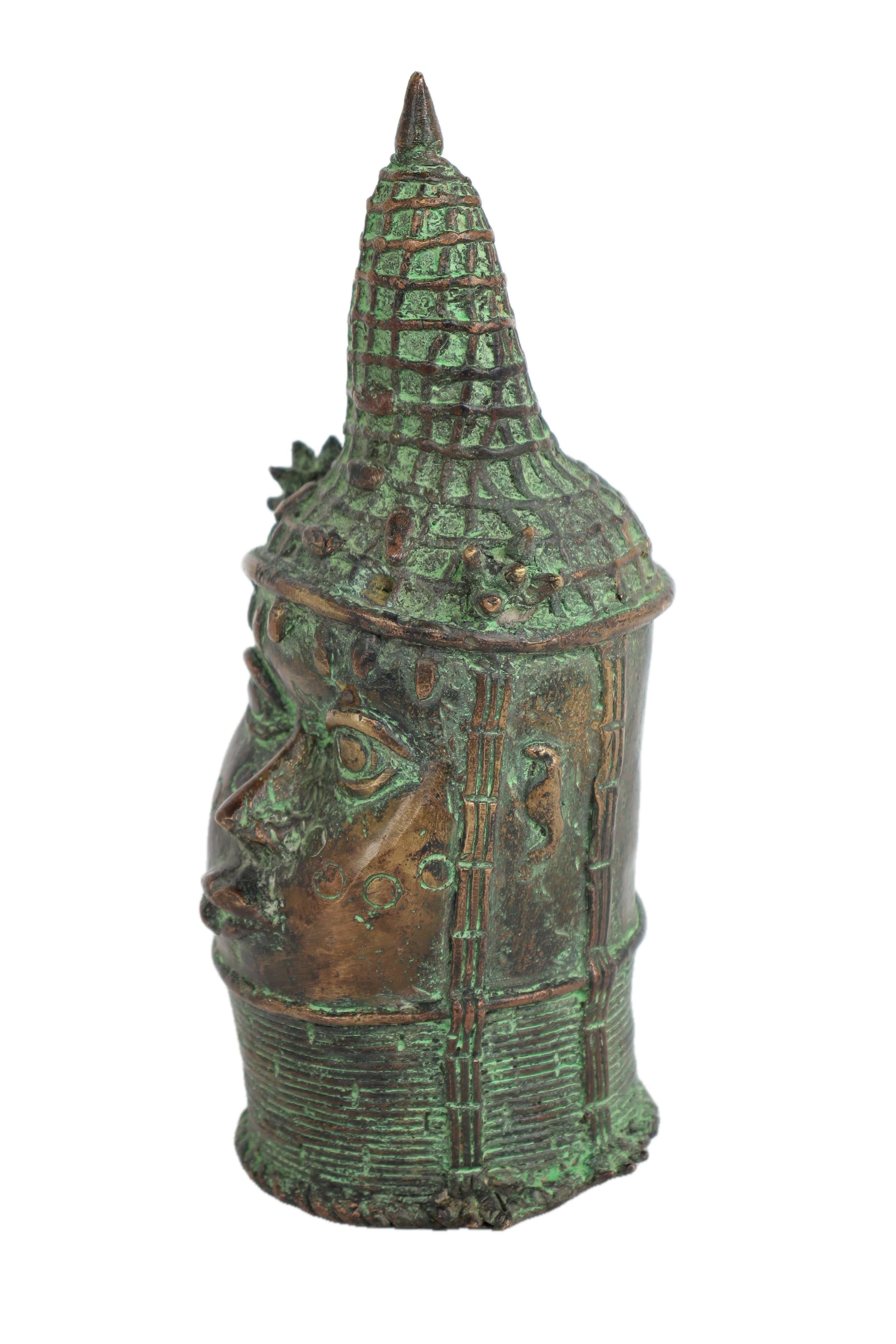 Yoruba Tribe Bronze Head Sculpture ~10.6" Tall - New 2025