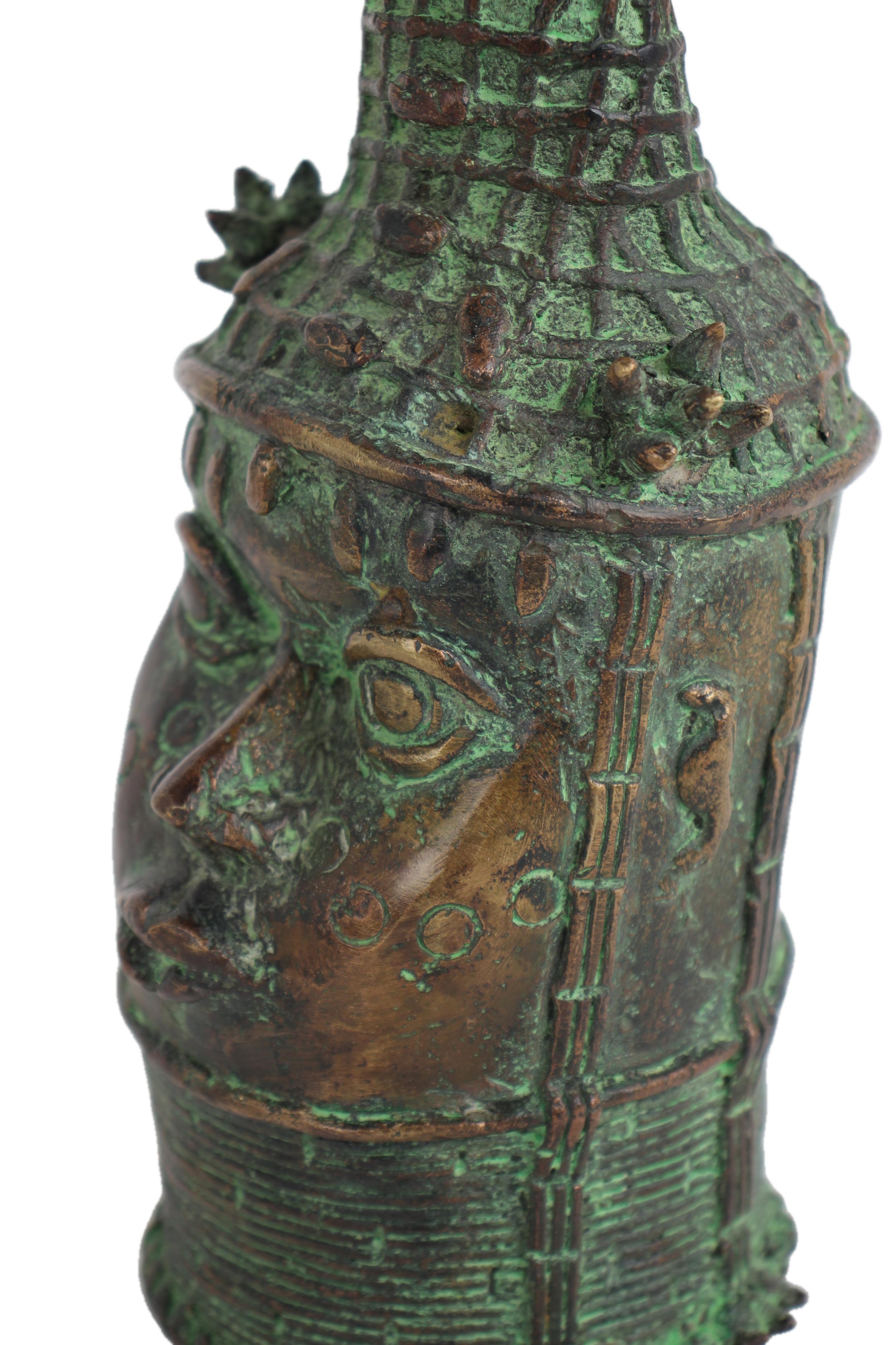 Yoruba Tribe Bronze Head Sculpture ~10.6" Tall - New 2025 - West African Artifacts