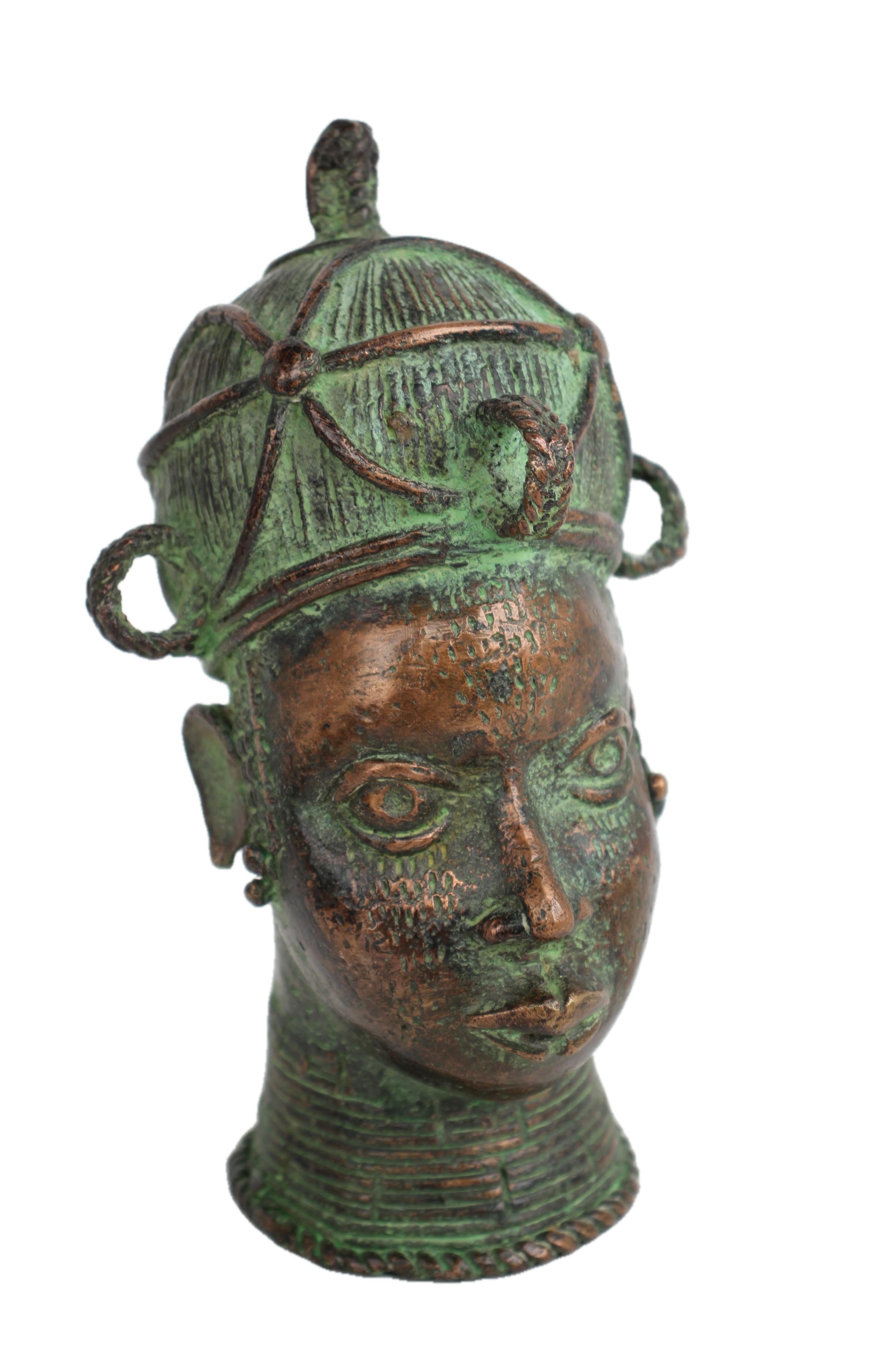 Yoruba Tribe Bronze Head Sculpture ~9.8" Tall - New 2025
