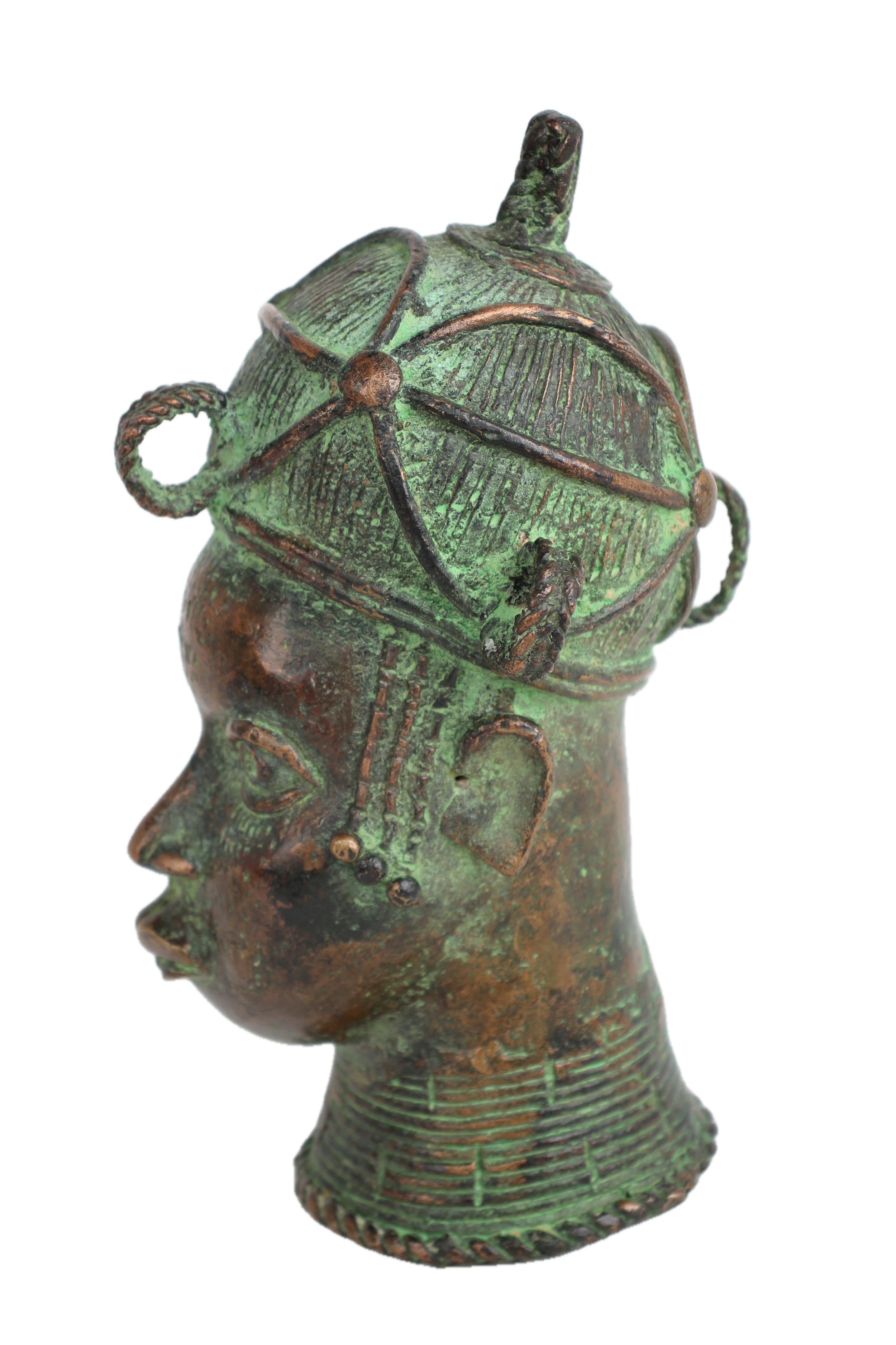 Yoruba Tribe Bronze Head Sculpture ~9.8" Tall - New 2025