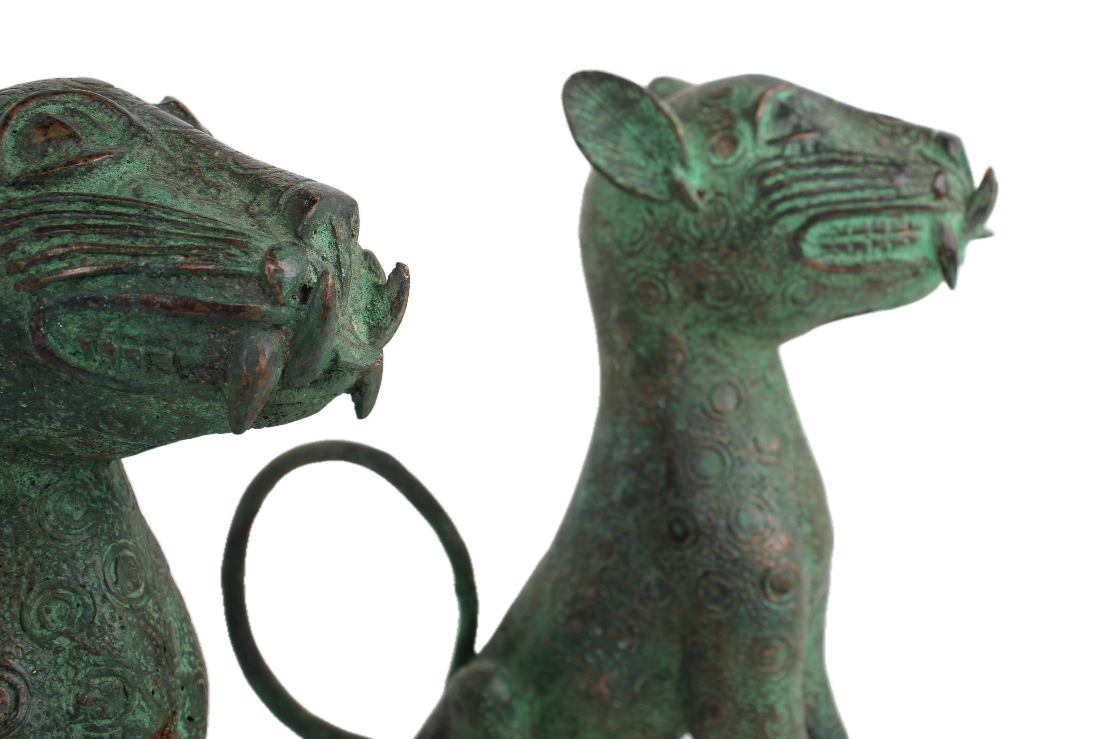 Edo Tribe Benin Bronze Leopard ~13.8" Tall - New 2025 - West African Artifacts