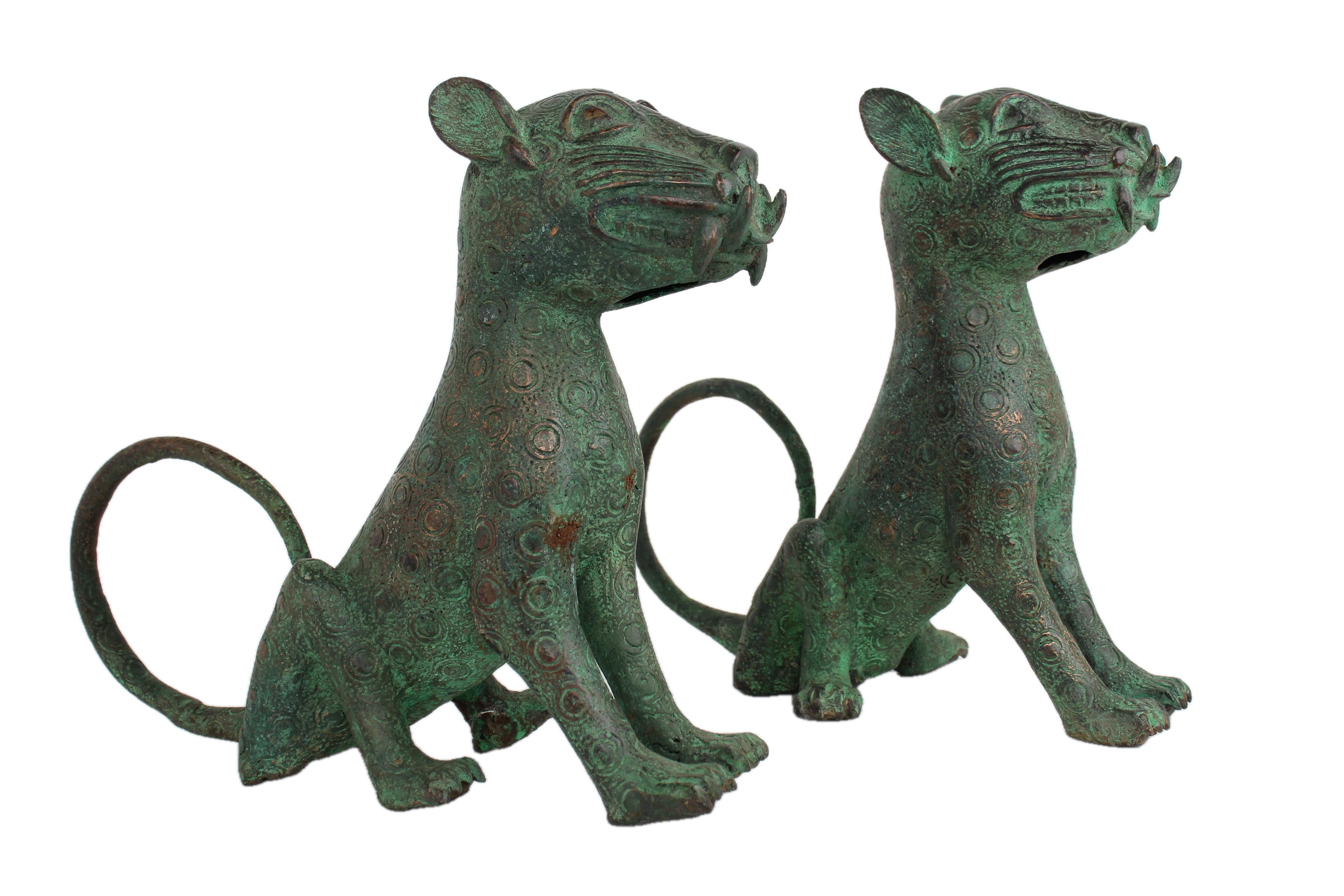 Edo Tribe Benin Bronze Leopard ~13.8" Tall - New 2025 - West African Artifacts