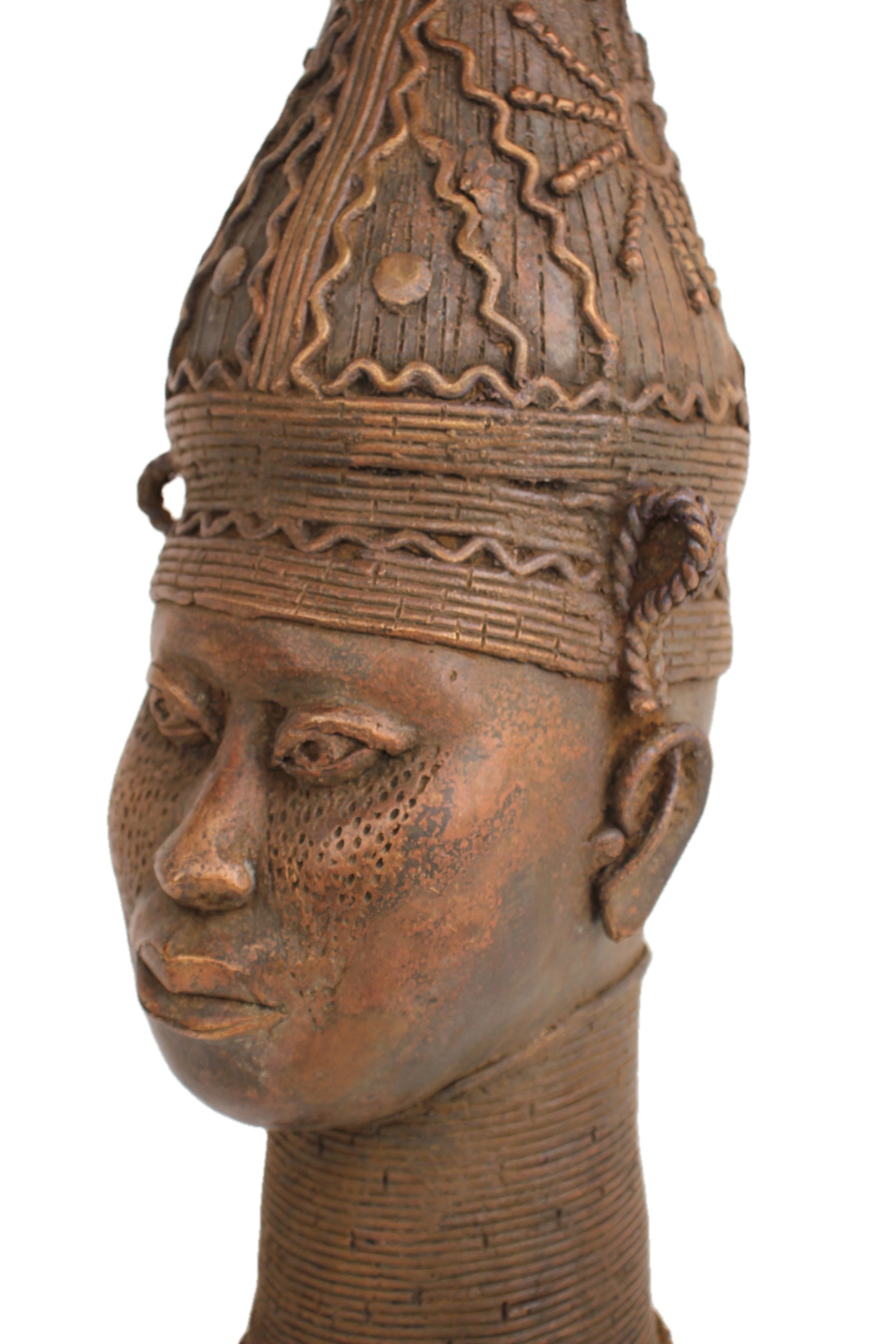 Yoruba Tribe Ife Bronze Head Sculpture ~24.0" Tall - New 2025 - West African Artifacts