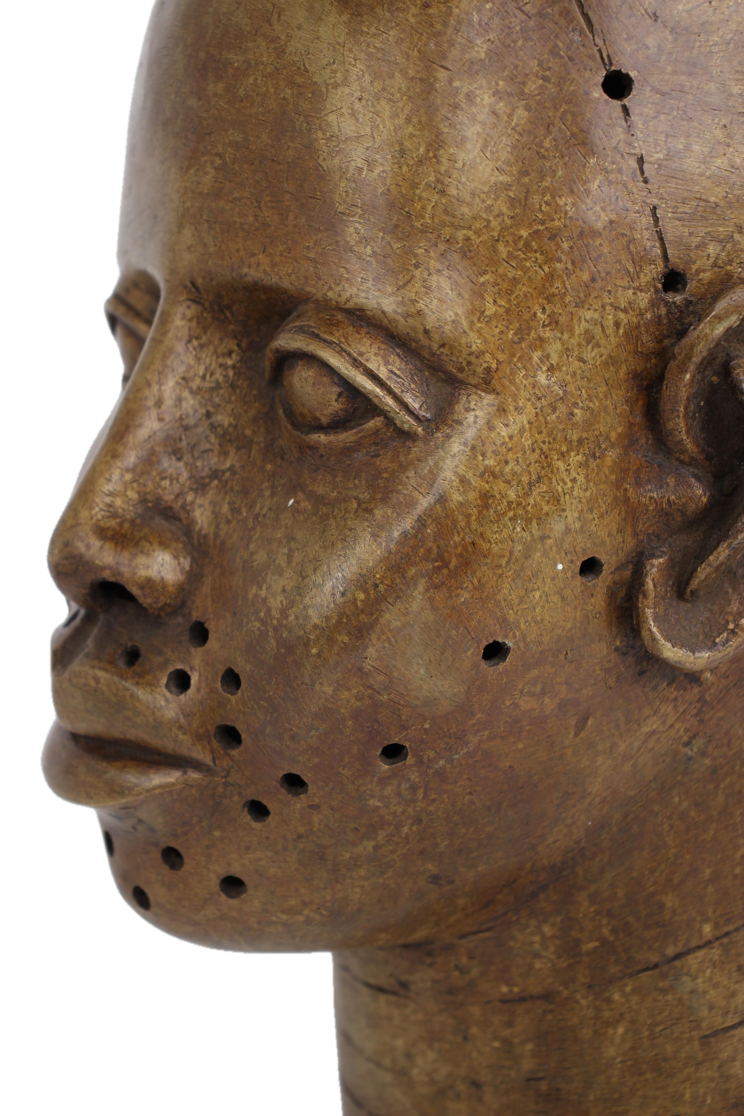 Yoruba Tribe Ife Bronze Head Sculpture ~15.0" Tall - New 2025 - West African Artifacts