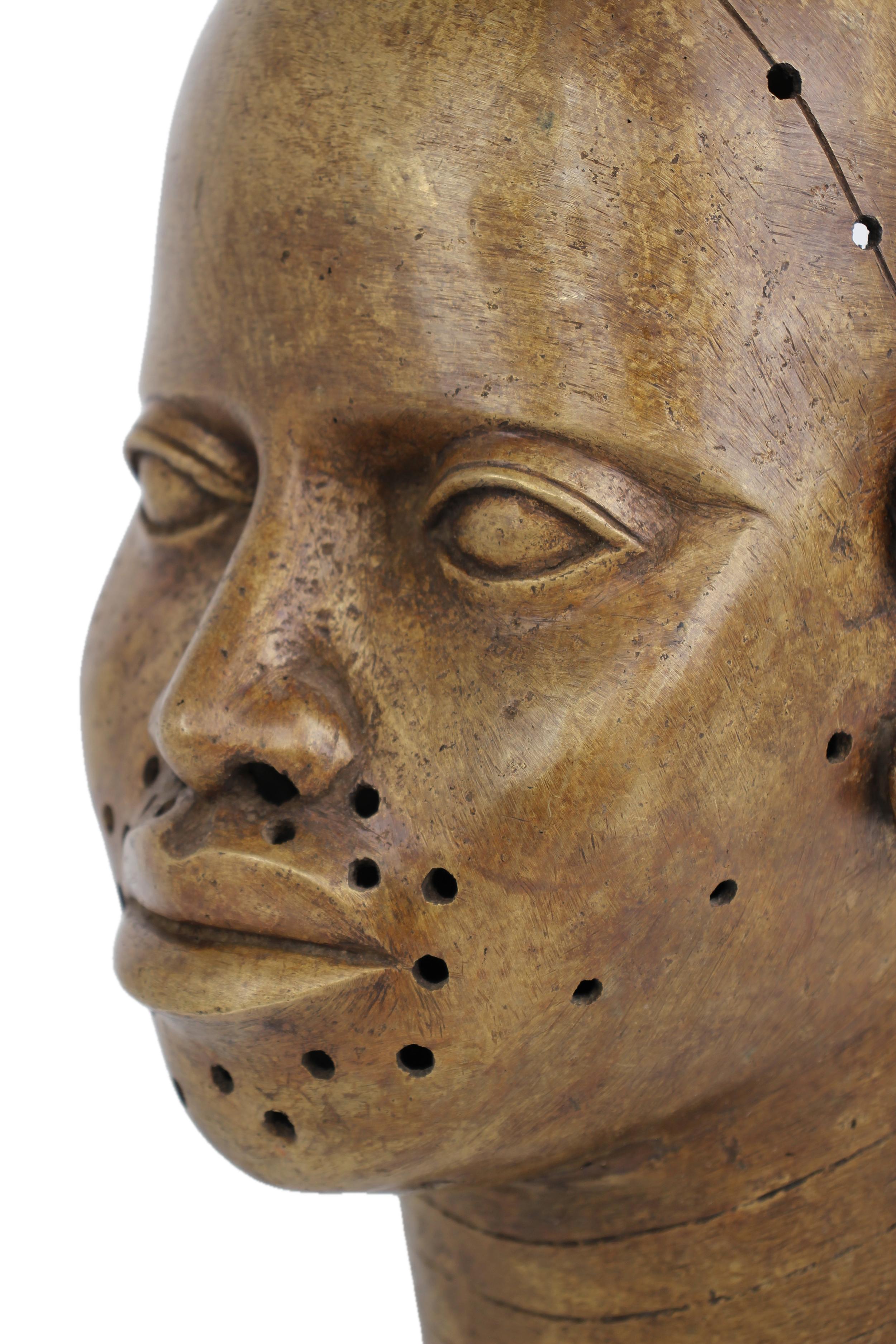 Yoruba Tribe Ife Bronze Head Sculpture ~15.0" Tall - New 2025 - West African Artifacts