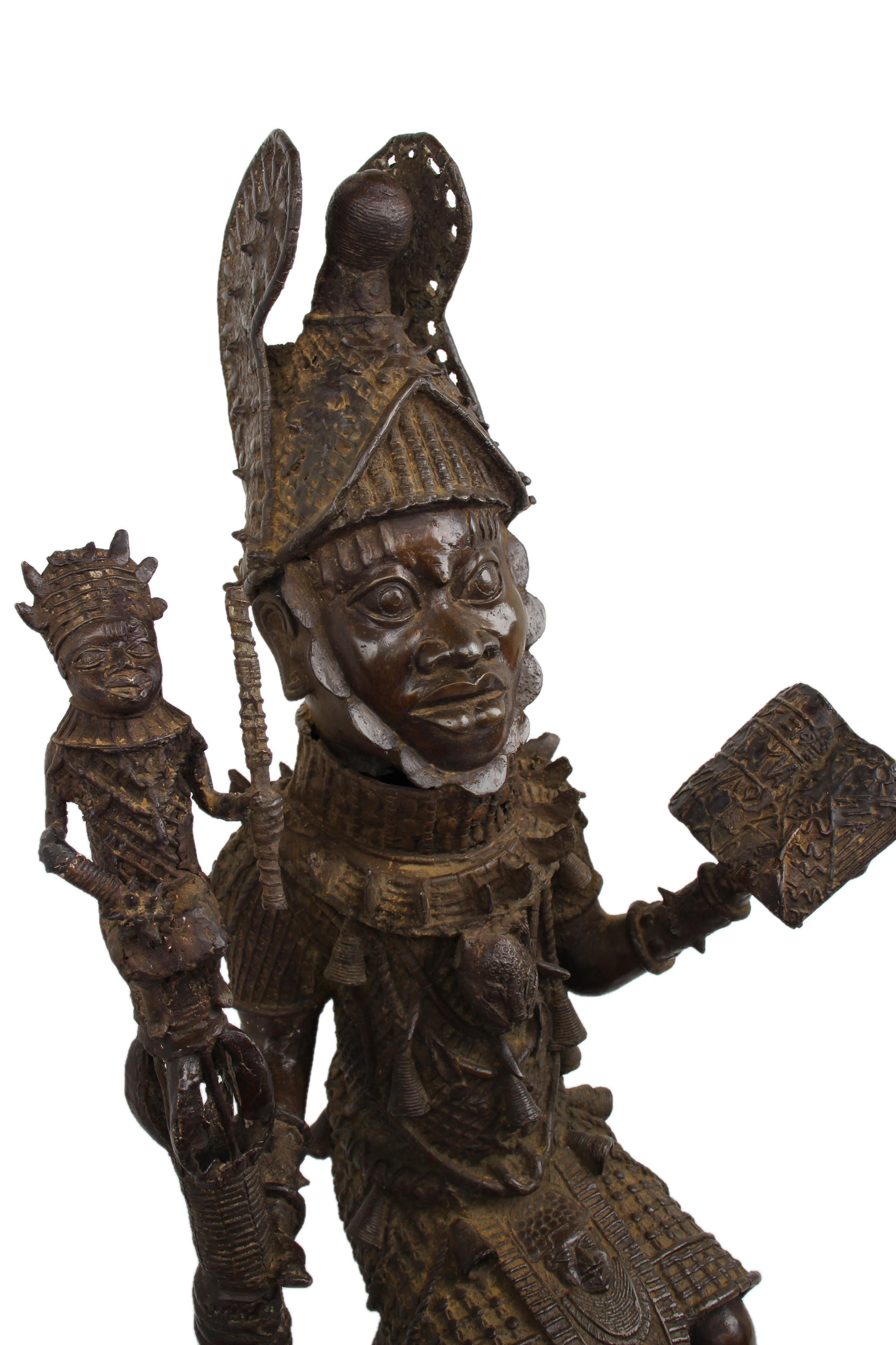 Edo Tribe Benin Bronze Male Statues ~41.3" Tall - New 2025 - West African Artifacts